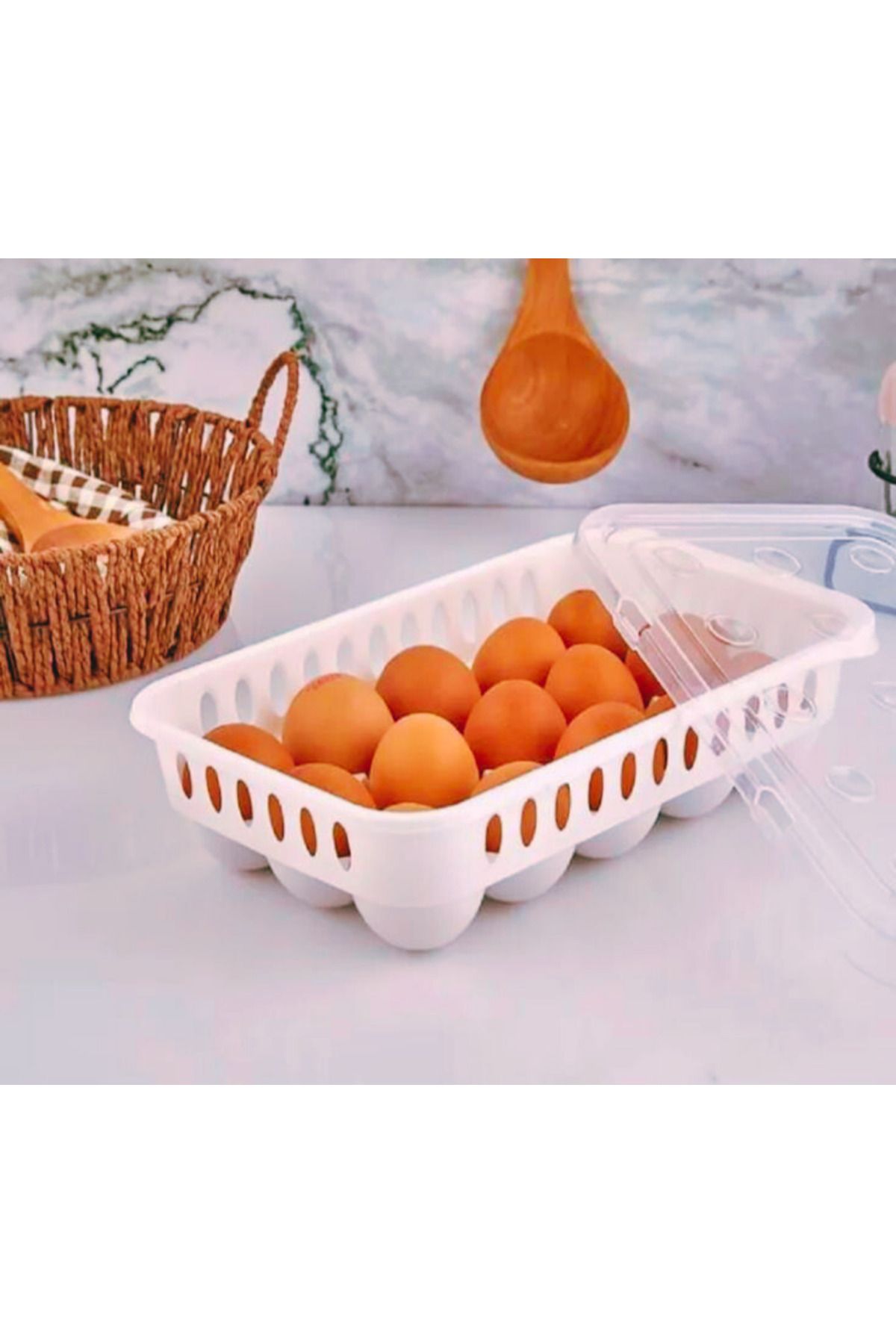 ESNAFDEDE Yumurta Saklama Kabı 15'li 1 Adet, Steril Yumurtalık, Kapaklı Yumurta Organizeri Bpa Free