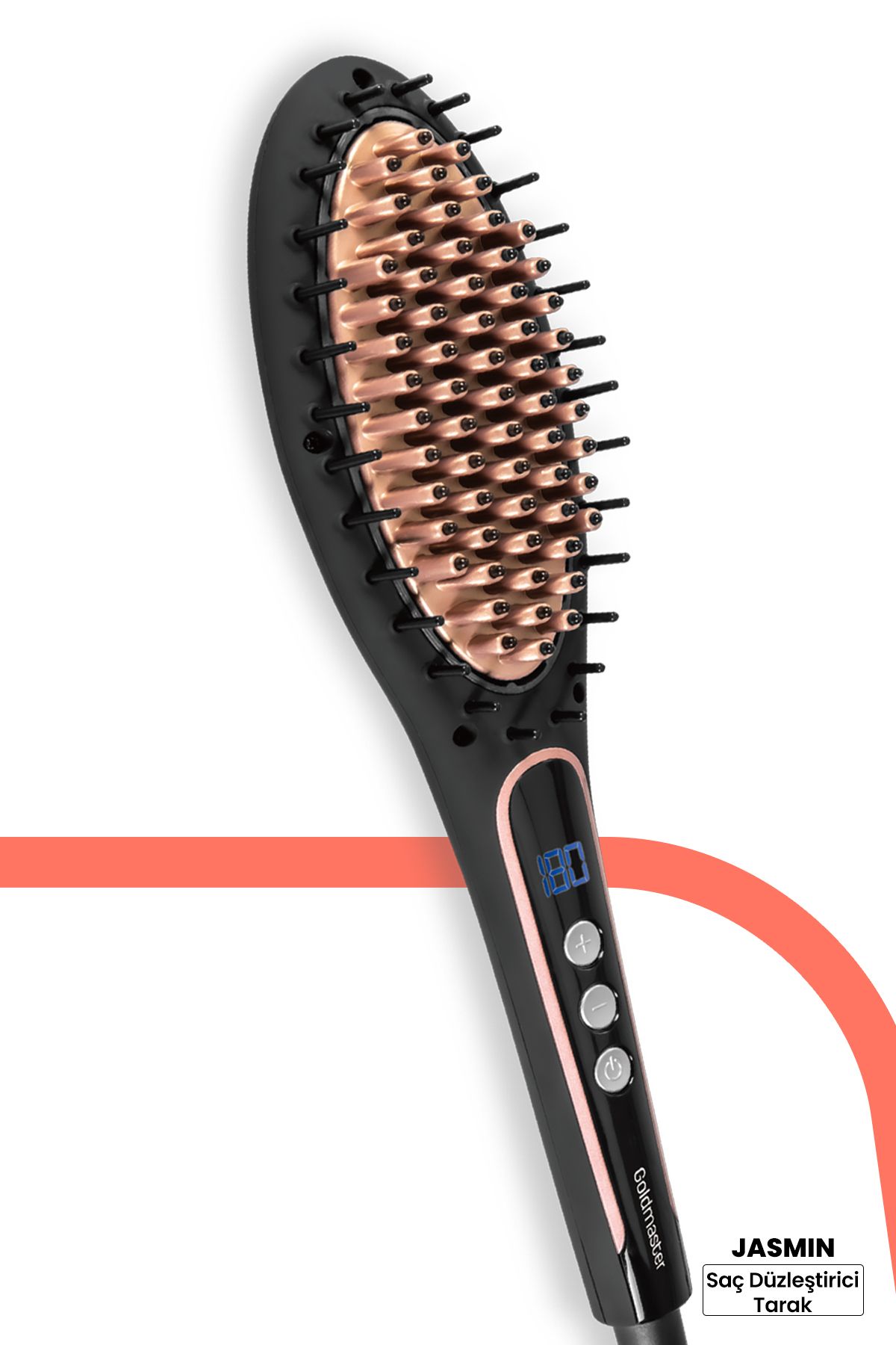 GoldMaster Jasmin Dijital Ekranlı Turmalin Seramik Iyonik Saç Düzleştirici Fırça Tarak