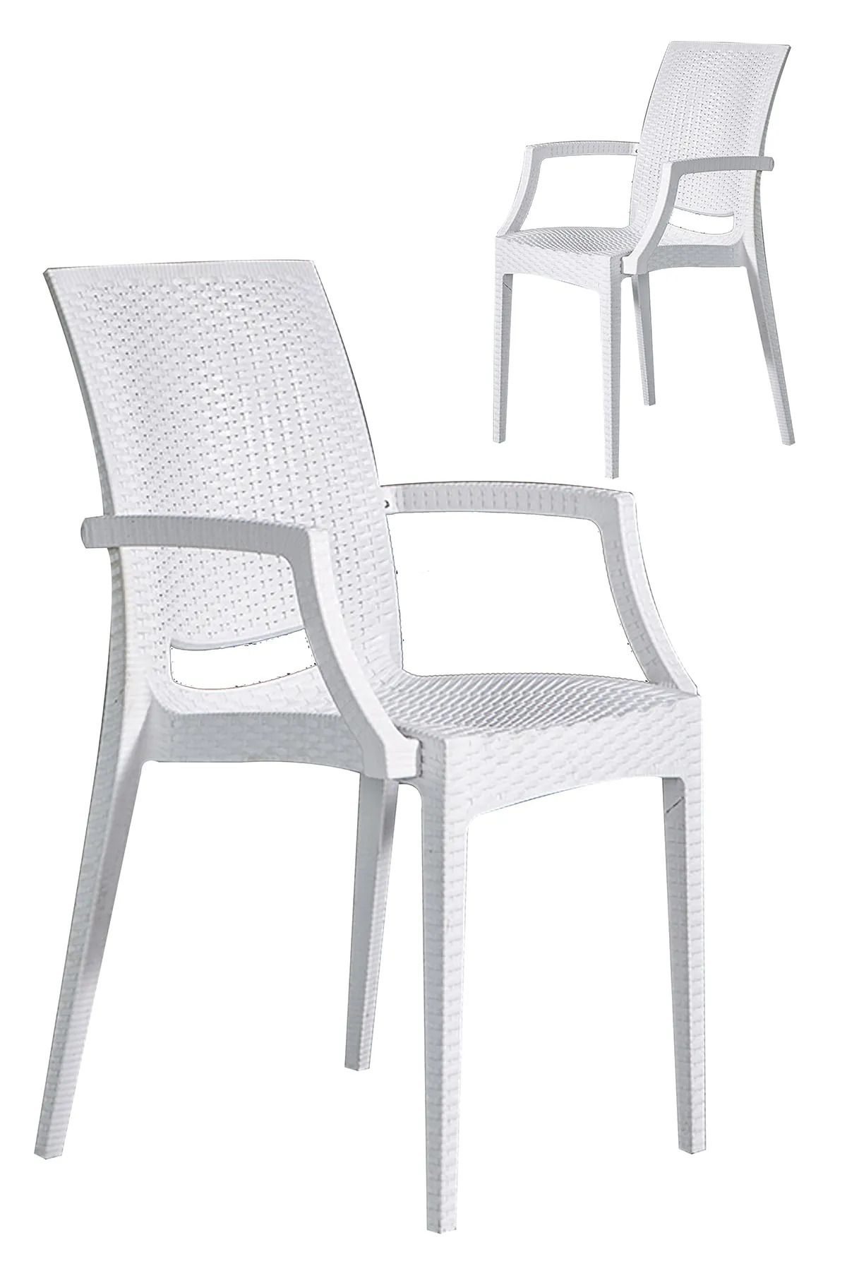 MOBETTO 2 Adet Rattan Lüx Beyaz Sandalye / Balkon-bahçe-teras