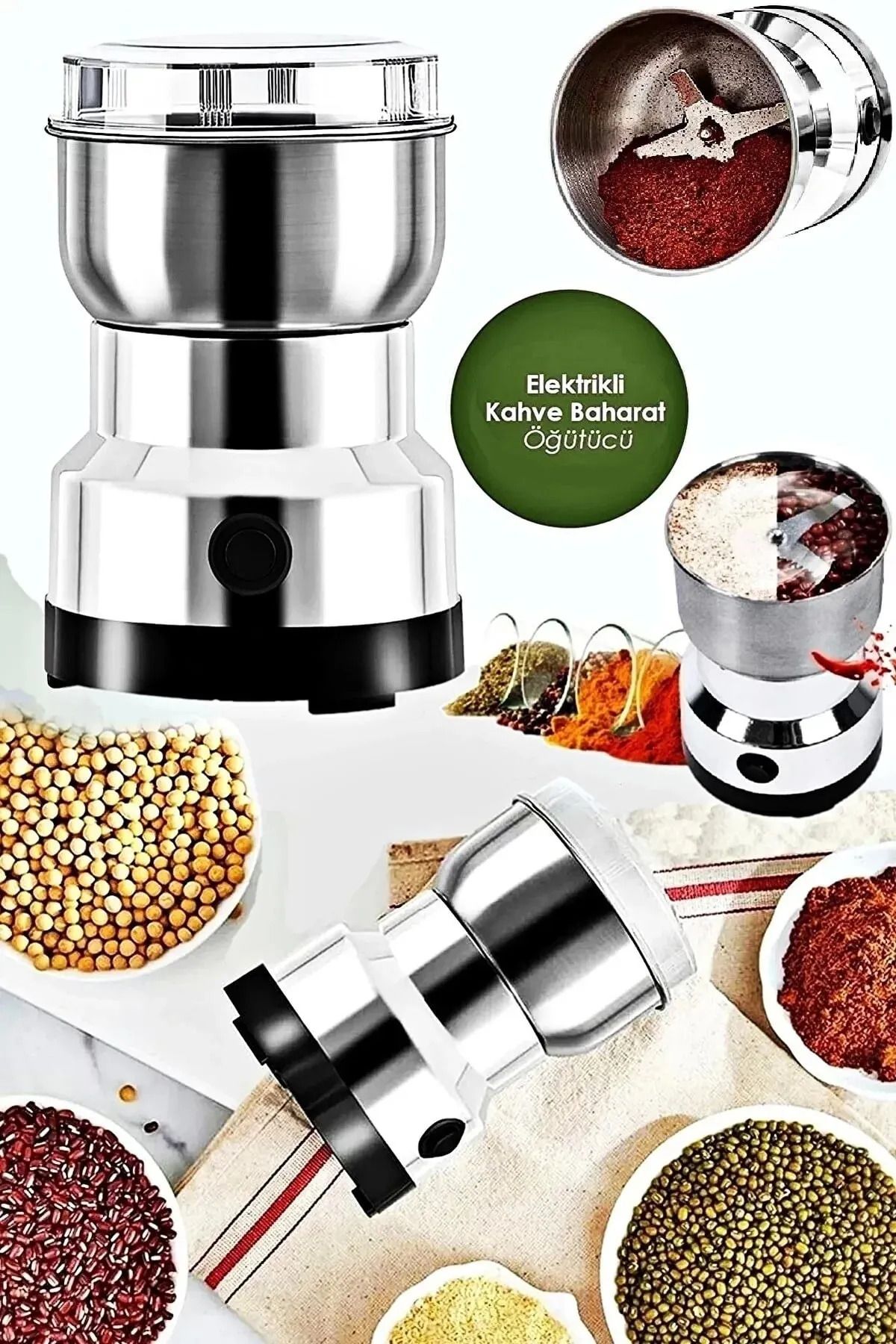 Uniquem Mini Kahve Öğütücü Elektrikli Kahve Çekirdekleri Çok Fonksiyonlu Ev Mutfak Pratik Öğütücü Makine