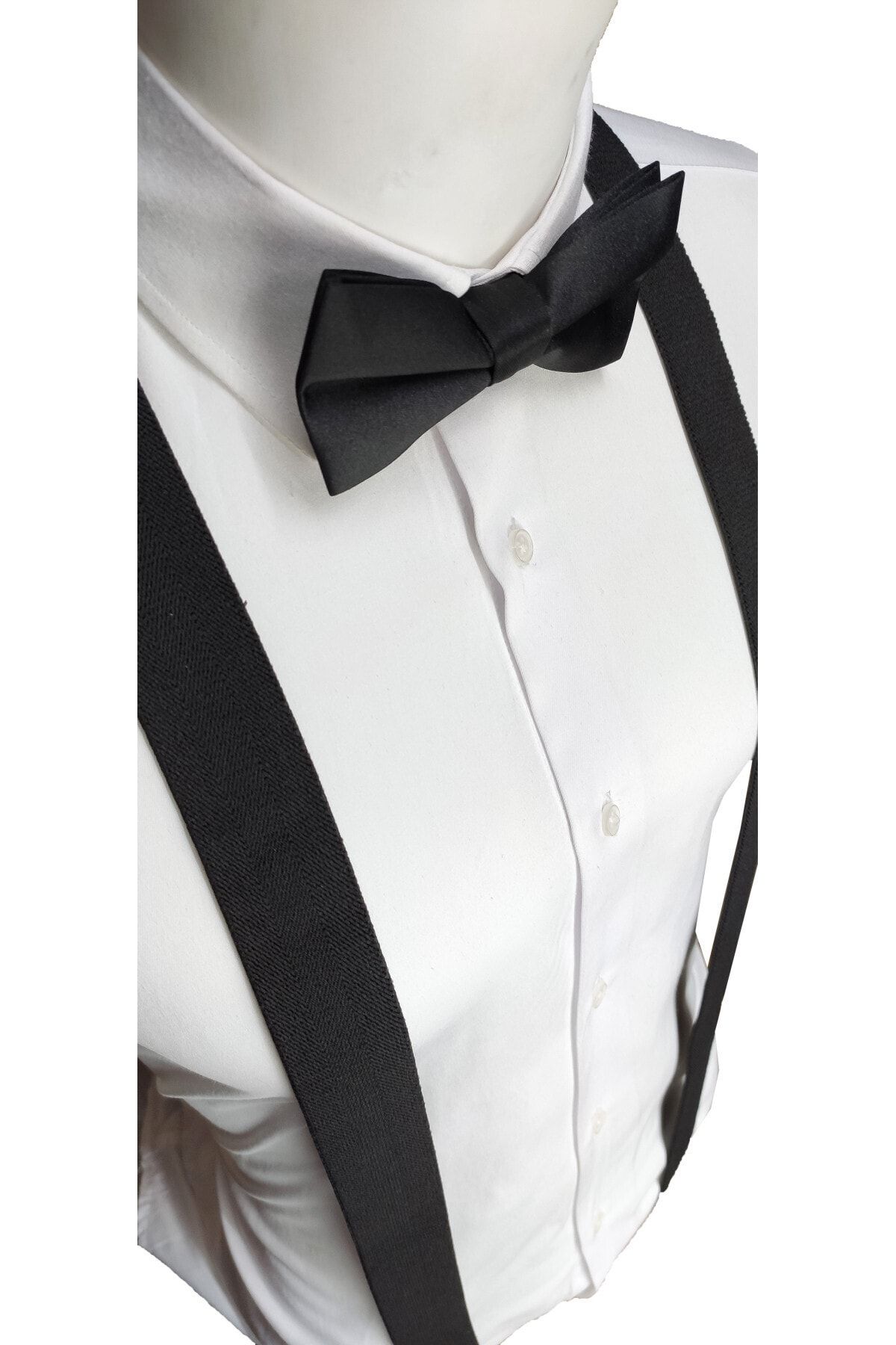 Elegante Cravatte Siyah Renk Pantolon Askısı Ve Papyon Seti