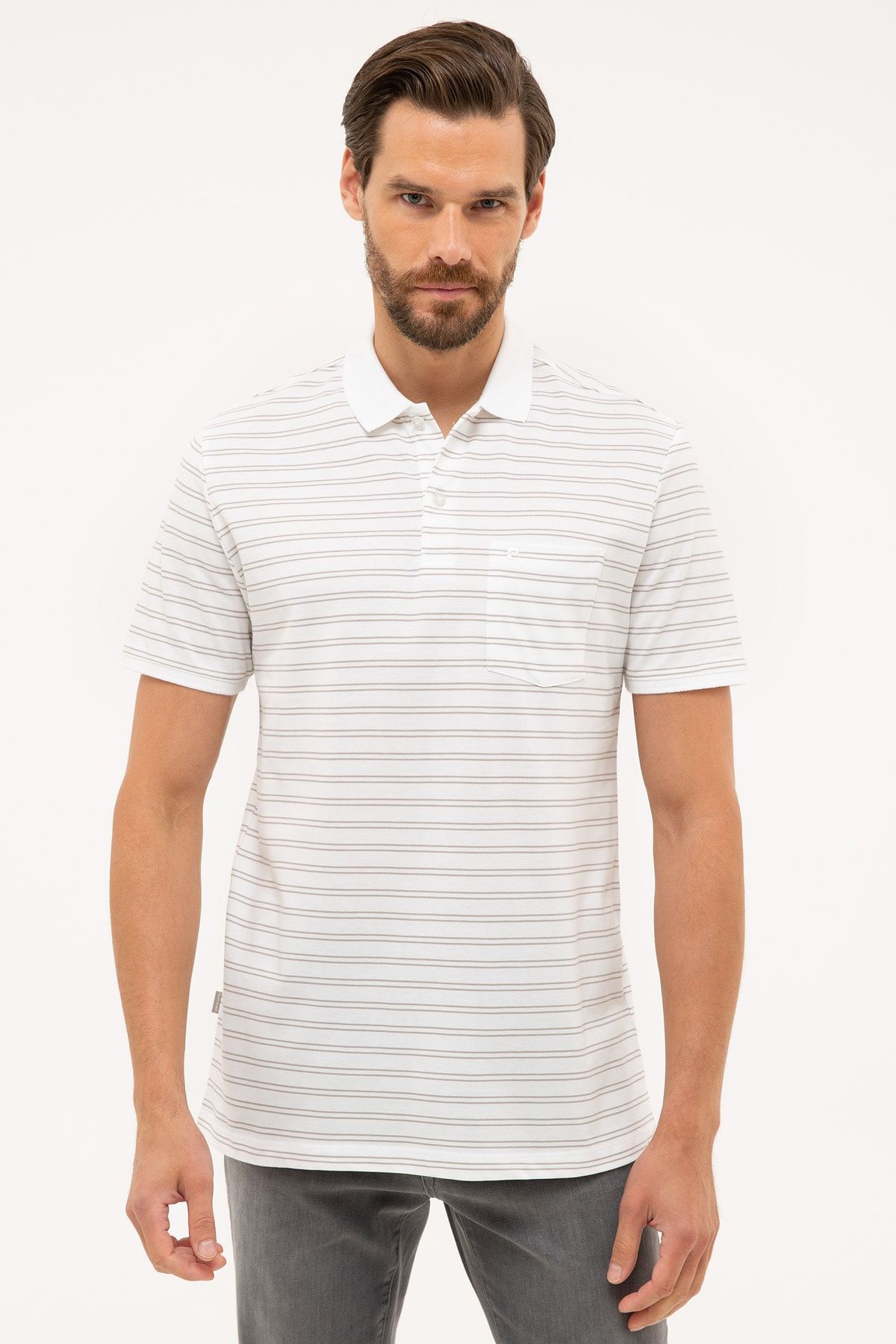 Pierre Cardin Beyaz Regular Fit Polo Yaka T-Shirt