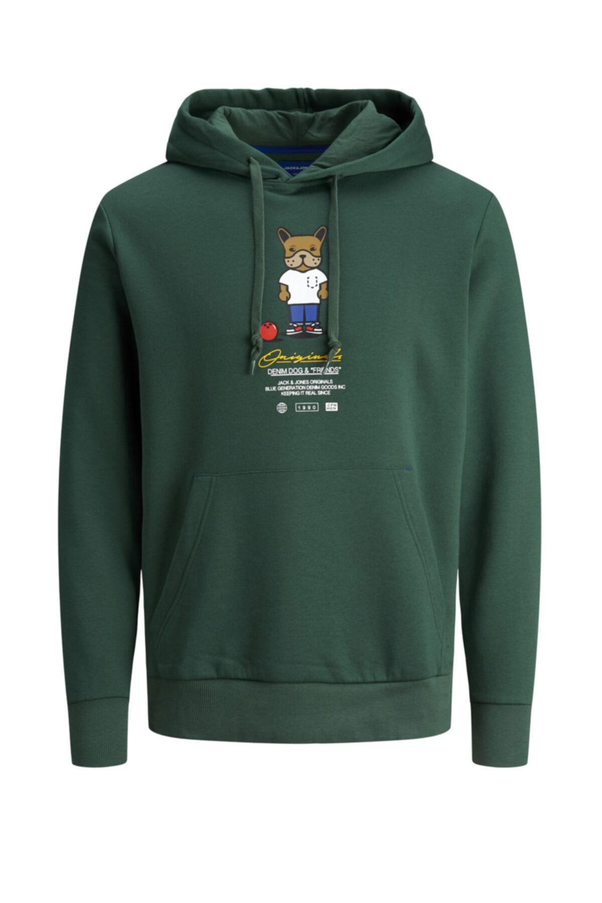 Jack & Jones Erkek Yeşil Kapüşonlu Sweatshirt 12176722 Jordenımdog