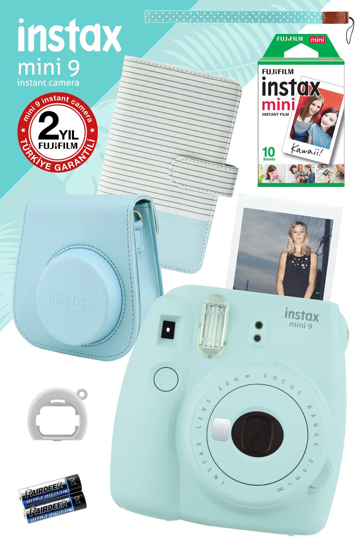 Fujifilm Instax Mini 9 Açık Mavi Fotoğraf Makinesi Ve Hediye Seti 2 /