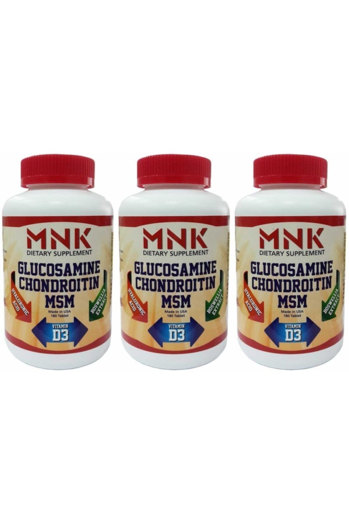 Mnk Glucosamine Chondroitin Msm Hyaluronic Acid 180 Tablet X 3 Kutu