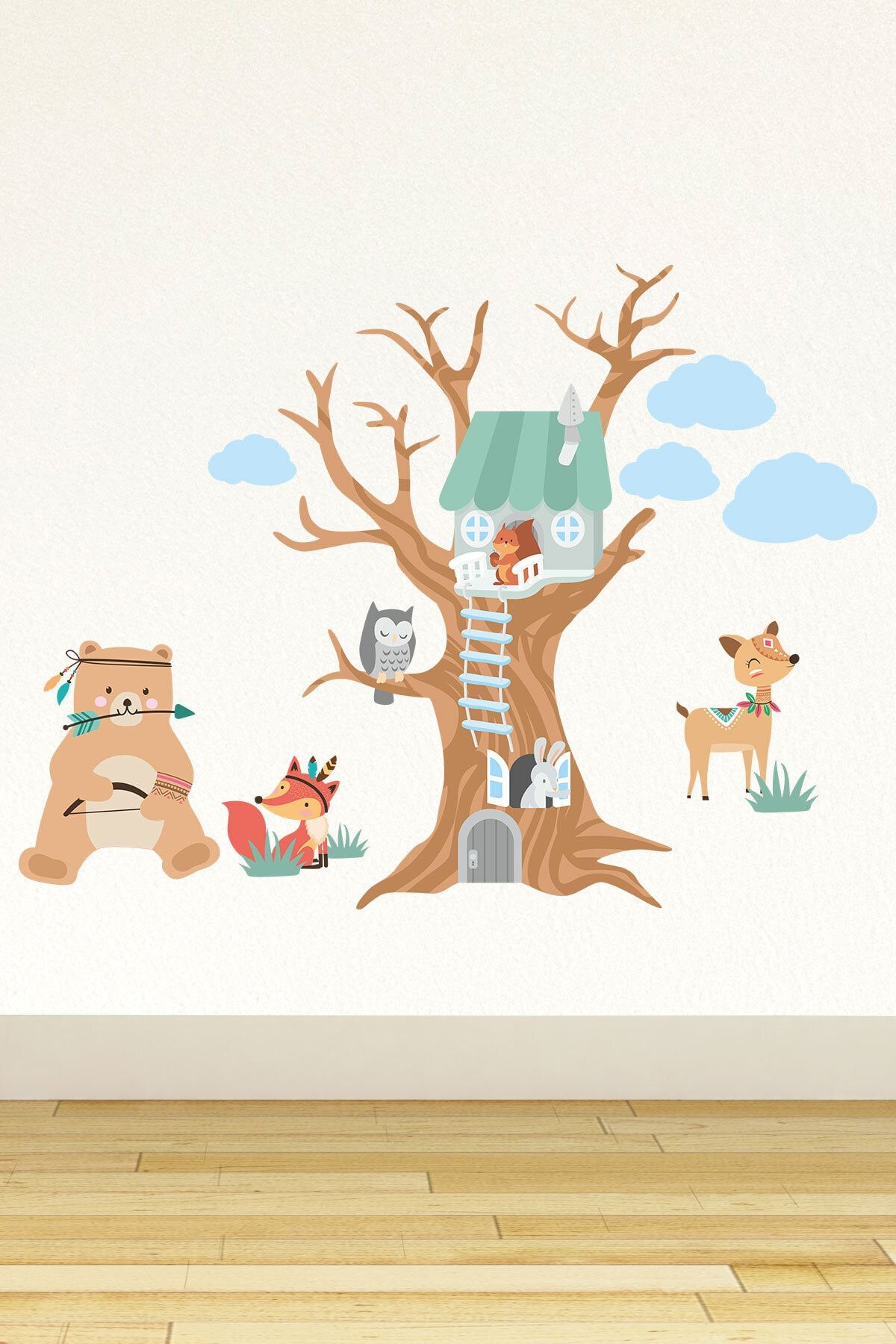 Dekor Loft Orman Evi Ve Arkadaşları Çocuk Odası Duvar Sticker