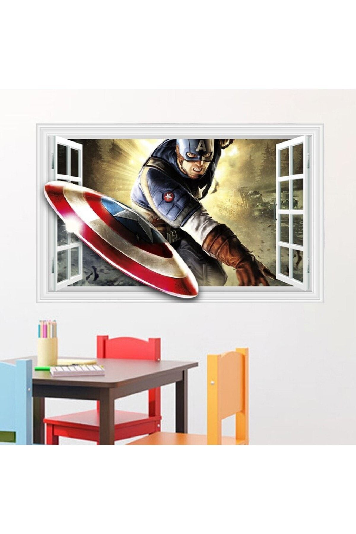 CRYSTAL KIDS Captain America Kaptan Amerika Süper Kahraman Avengers Duvar Sticker