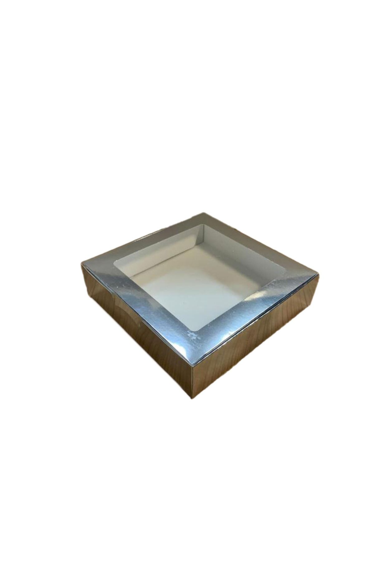 Eminonutoptanci Gümüş Karton Kutu Pencereli Havlu Kutusu 25x25x5 10 Adet
