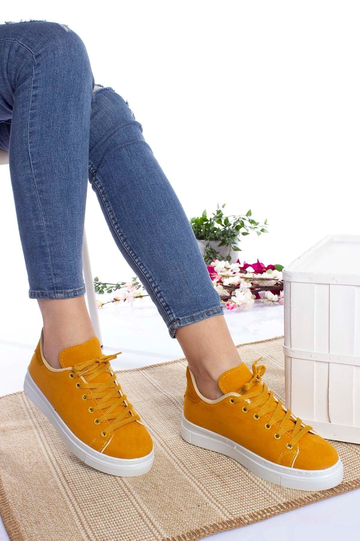 epaavm Kadın Sarı Bağcıklı Ayakkabı