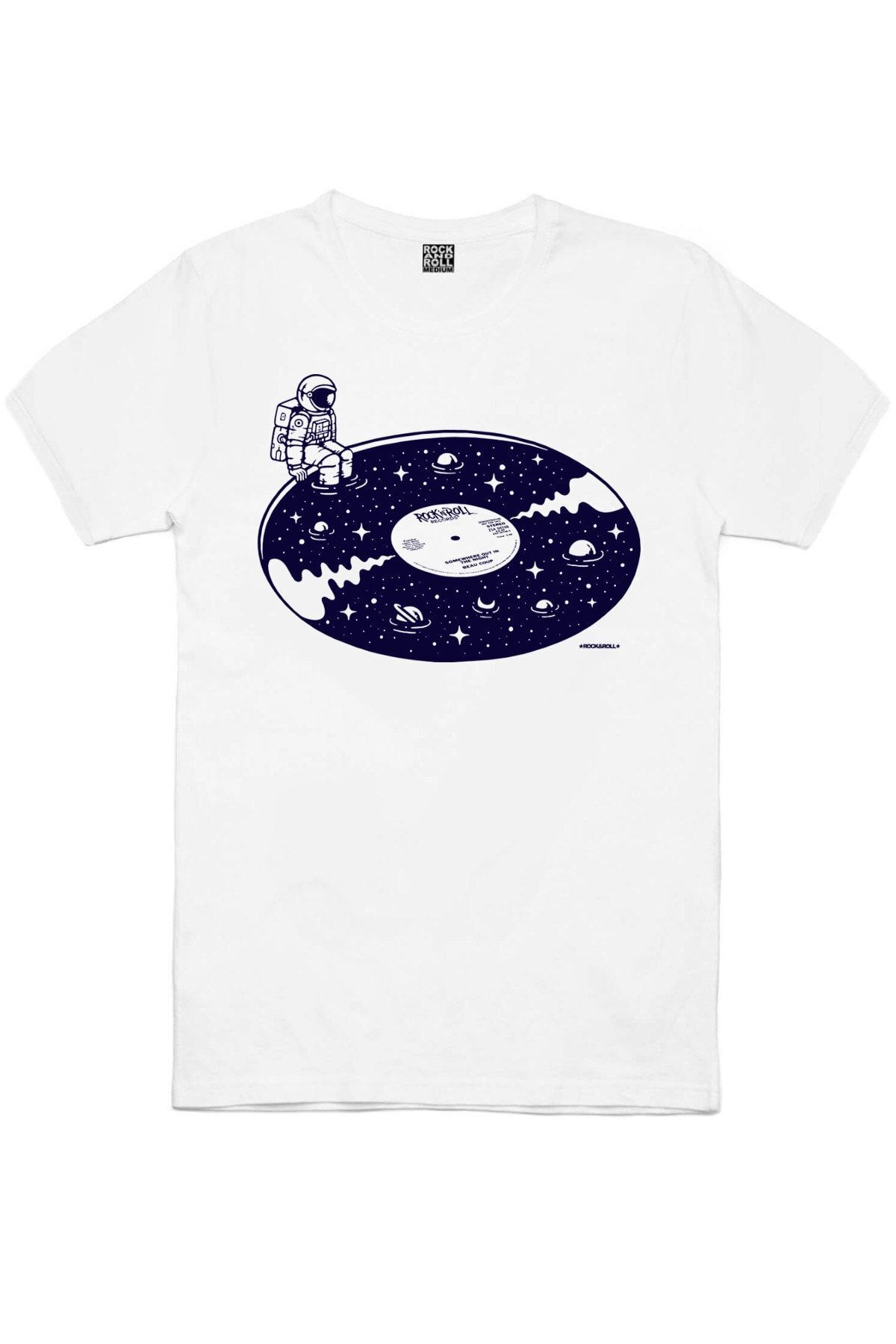 ROCKANDROLL 45lik Uzay Beyaz Kısa Kollu Erkek T-shirt
