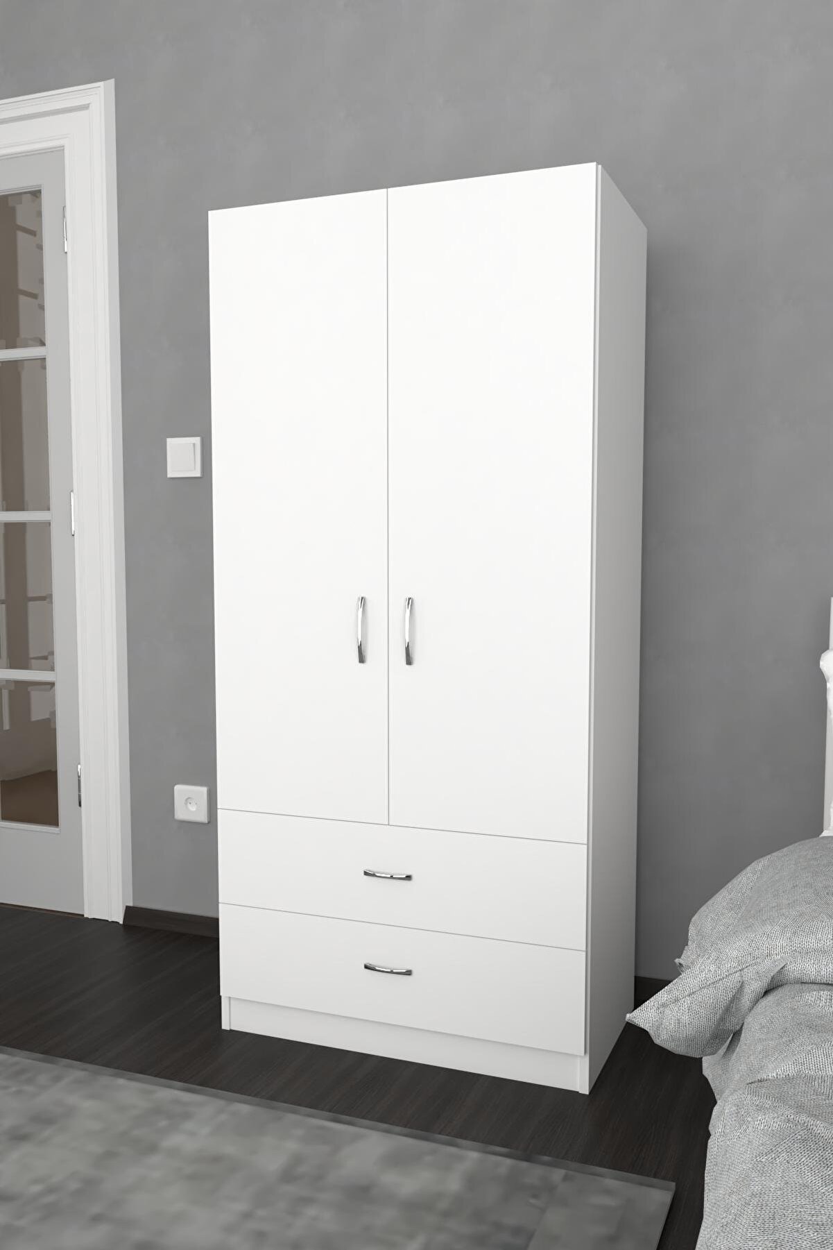 Koordinat Mobilya 2 Kapaklı 2 Çekmeceli Gardrop Beyaz Koordinat Mobilya 2 Kapaklı 2 Çekmeceli Gardrop Beyaz