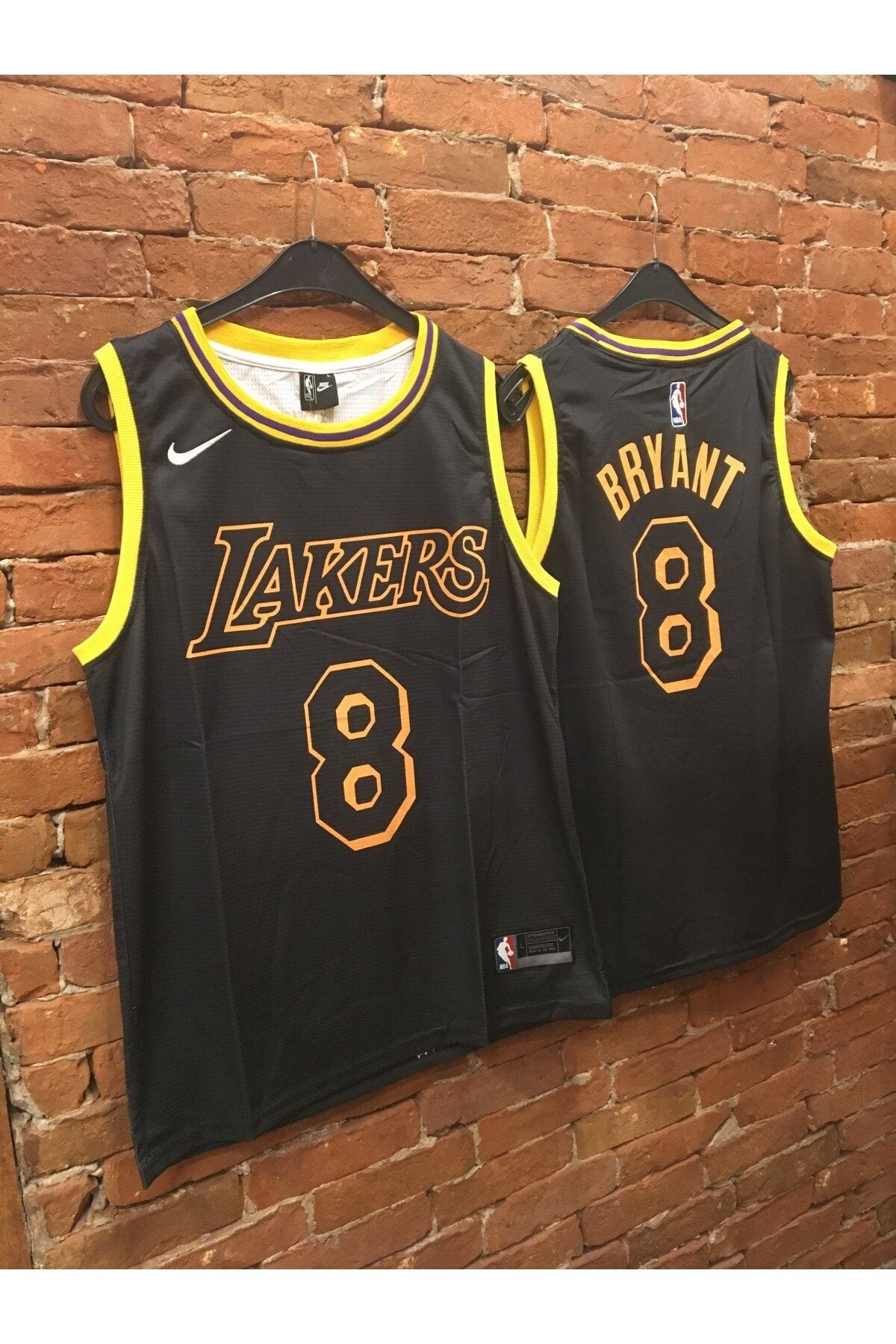 OLYMPUS STORE Unisex Sarı Siyah Lakers Kobe Bryant 8 Numaralı Forma