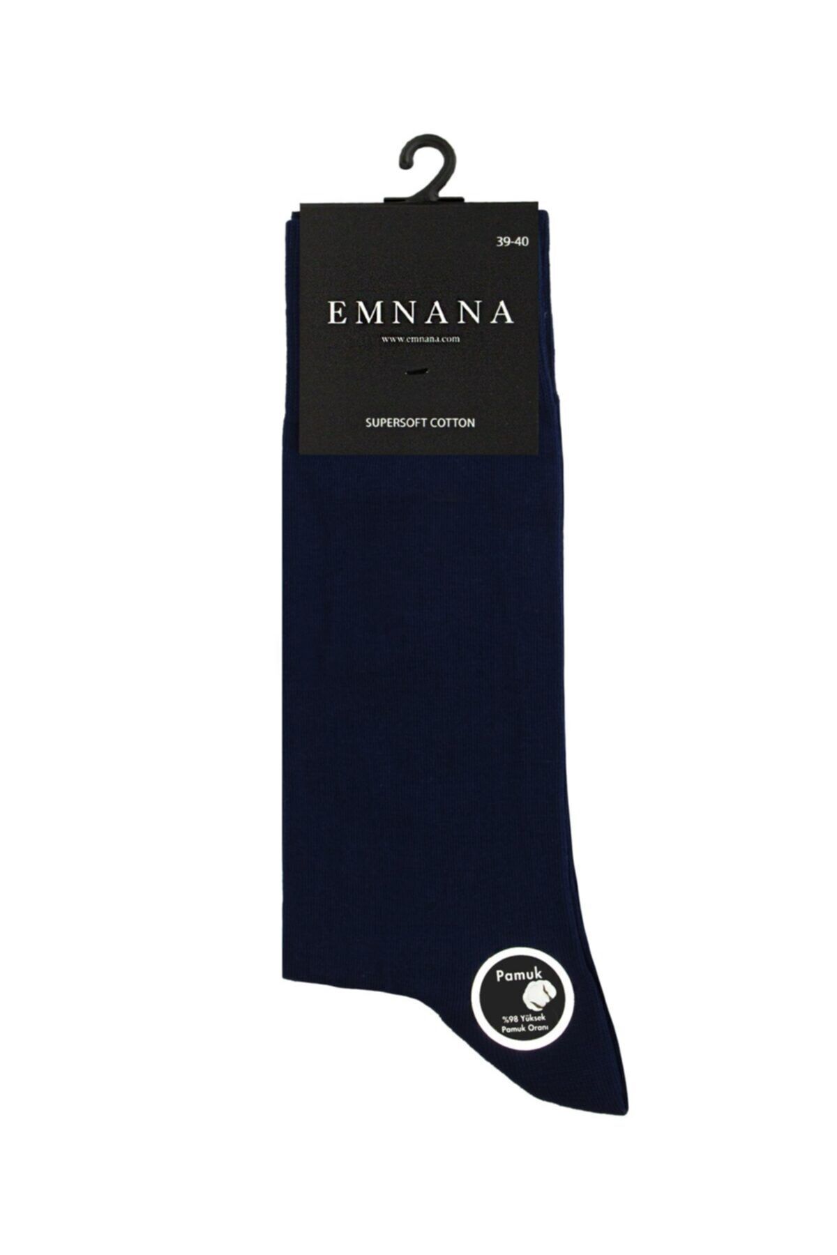 EMNANA 5 Adet Yüksek Pamuk Oranlı Erkek Çorap - Lacivert