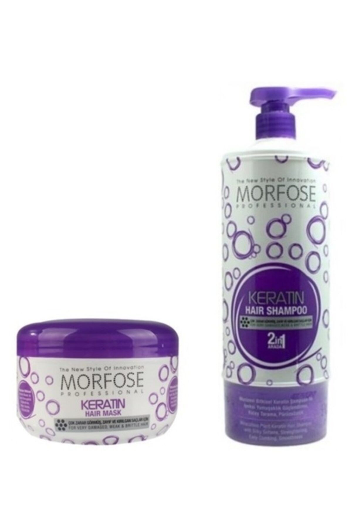 Morfose Keratin Mor 2 Si 1 Arada Şampuan 1000 ml + Saç Maskesi 5