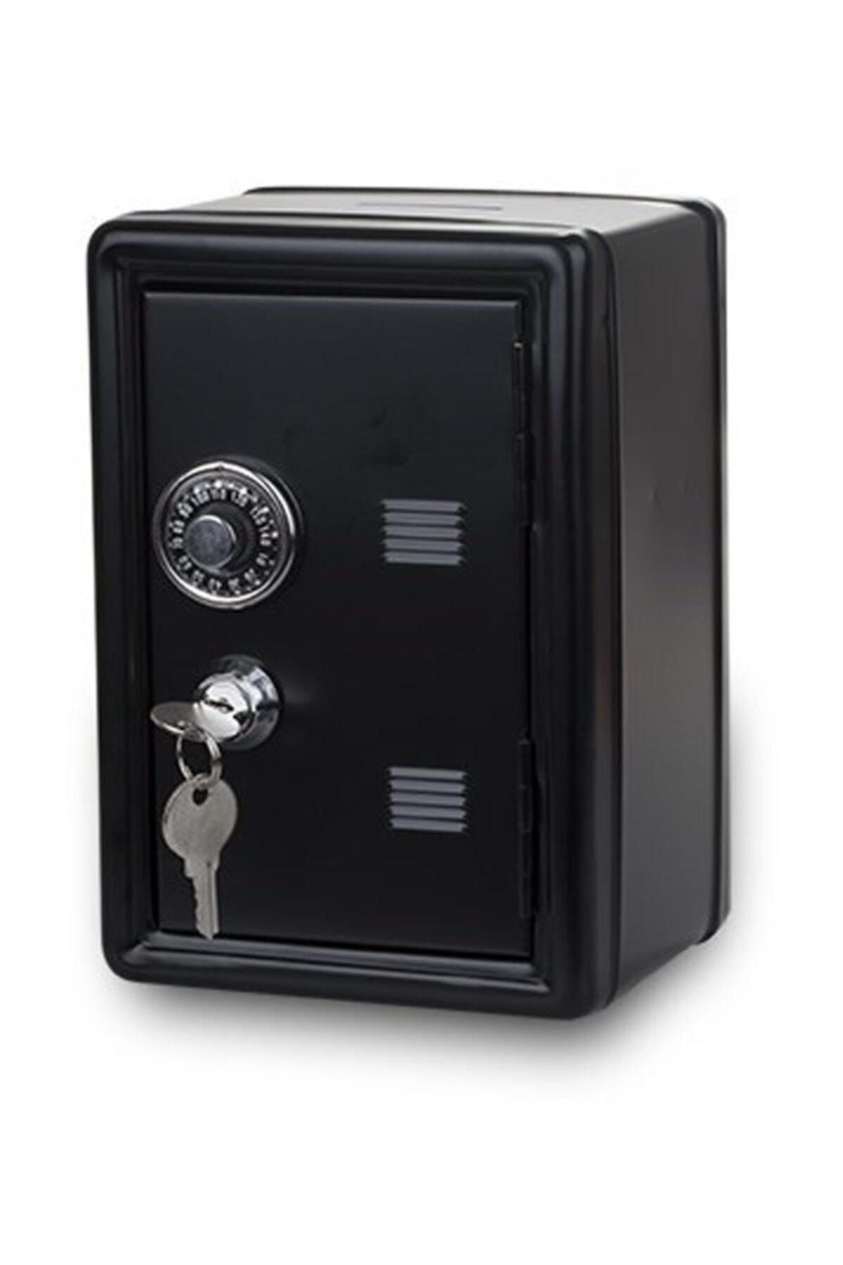 MOBGİFT Kilitli Kasa Kumbara Anahtarlı Mini Metal Para Kasası (siyah)
