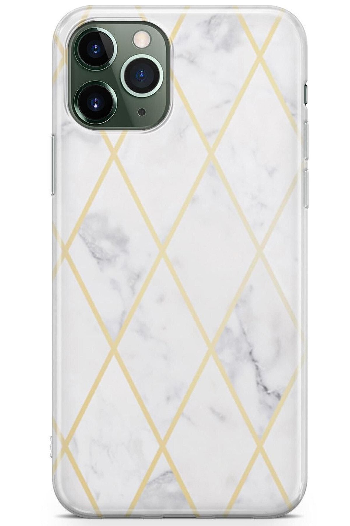 Zipax Samsung Galaxy A51 Kılıf Beyaz Mermer Desenli Baskılı Silikon Mel-109493