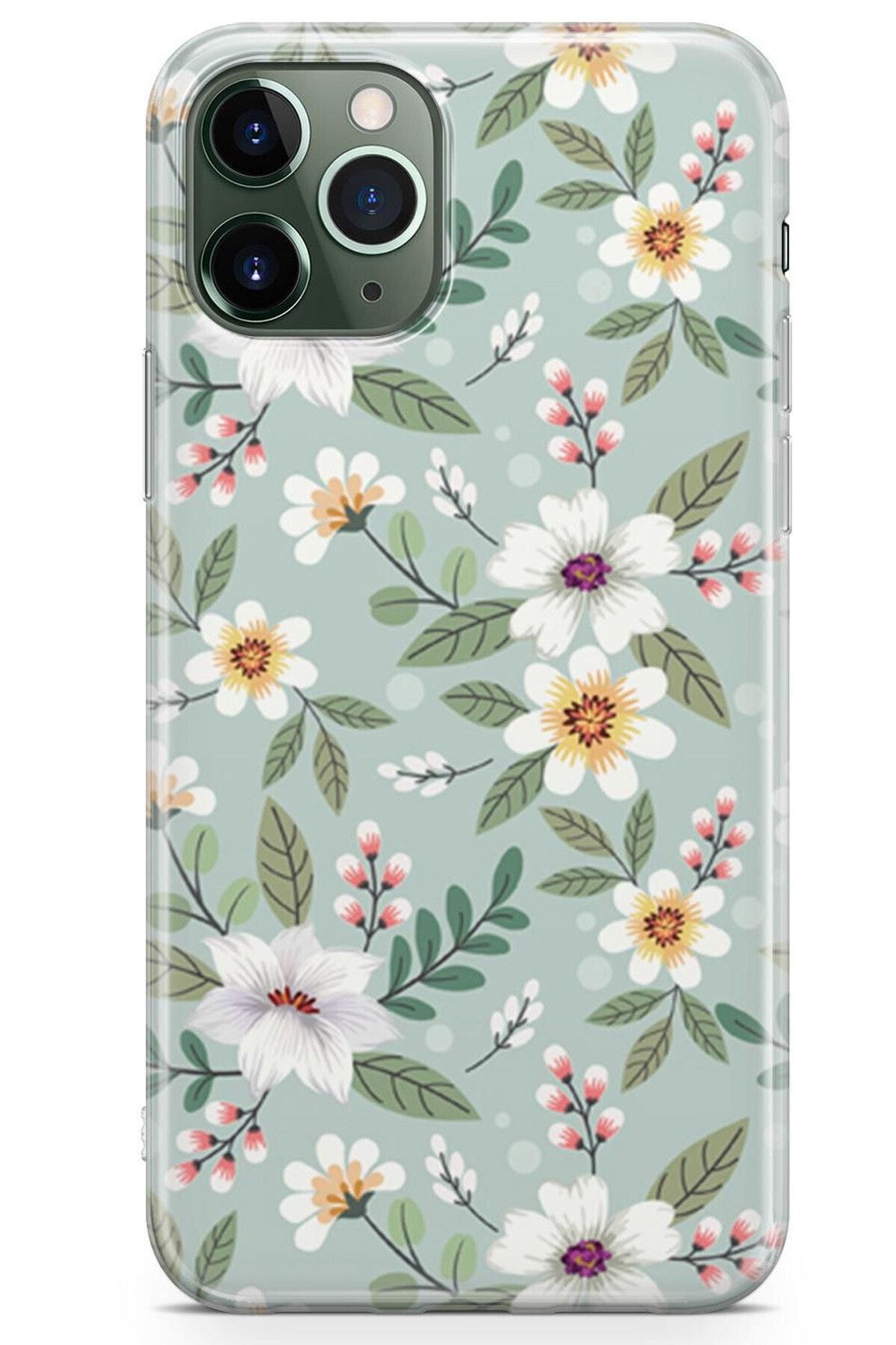 Zipax Samsung Galaxy A51 Kılıf Beyaz Çiçek Desenli Baskılı Silikon  Mel-109492
