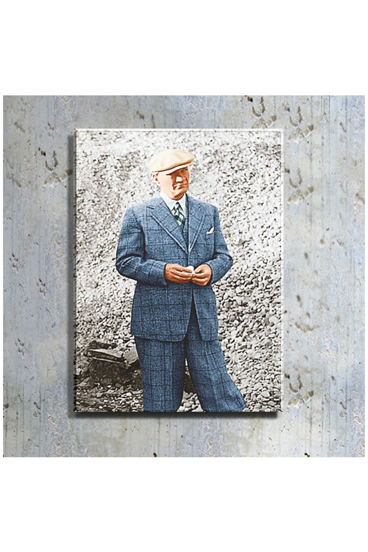 mağazacım Atatürk Mavi Takım Elbiseli Boy Resmi (80x110 Cm) Kanvas Tablo Tbl1217