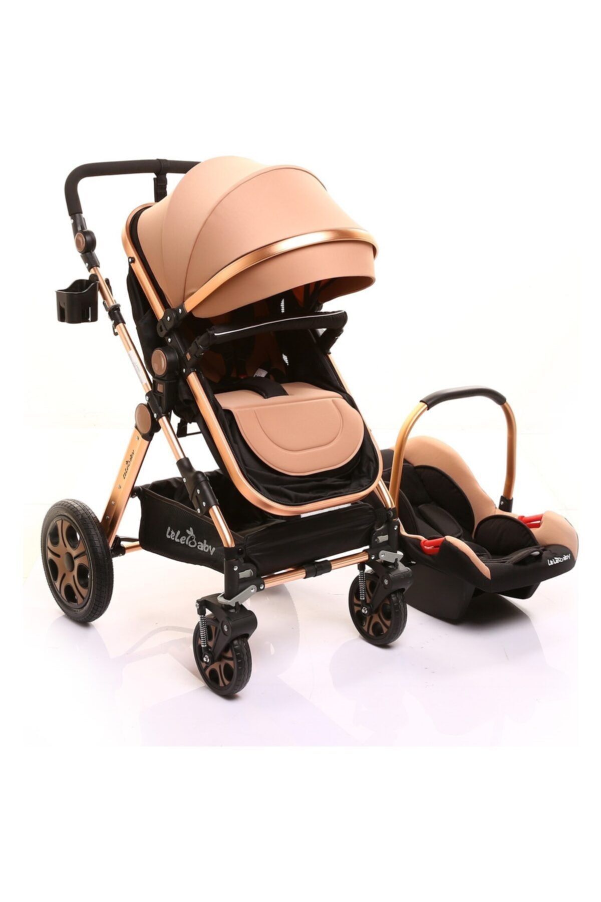Lele Baby Kahverengi Ligou Travel Sistem Bebek Arabası Puset Set