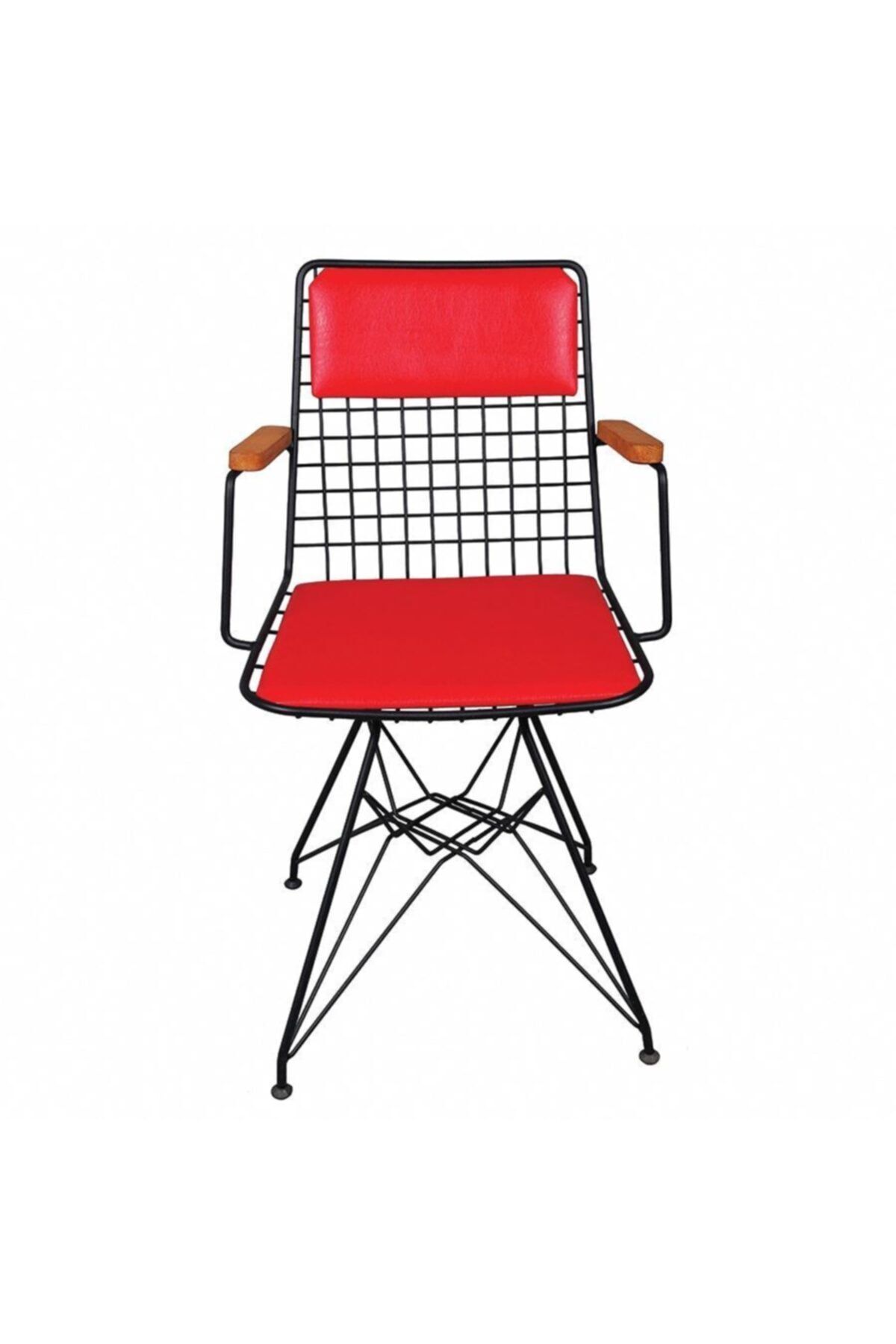 Akın Lux Kırmızı  Kollu Sandalye Minderli 2 Li Set