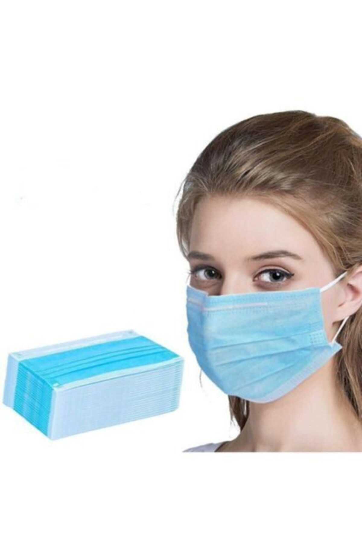 COMMAND Mavi 50 Adet Full Ultrasonik Dikişsiz Telli Medikal Maske