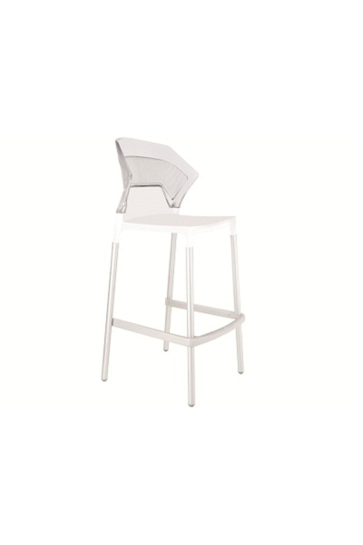 Papatya Beyaz Plastik Bar Sandalyesi