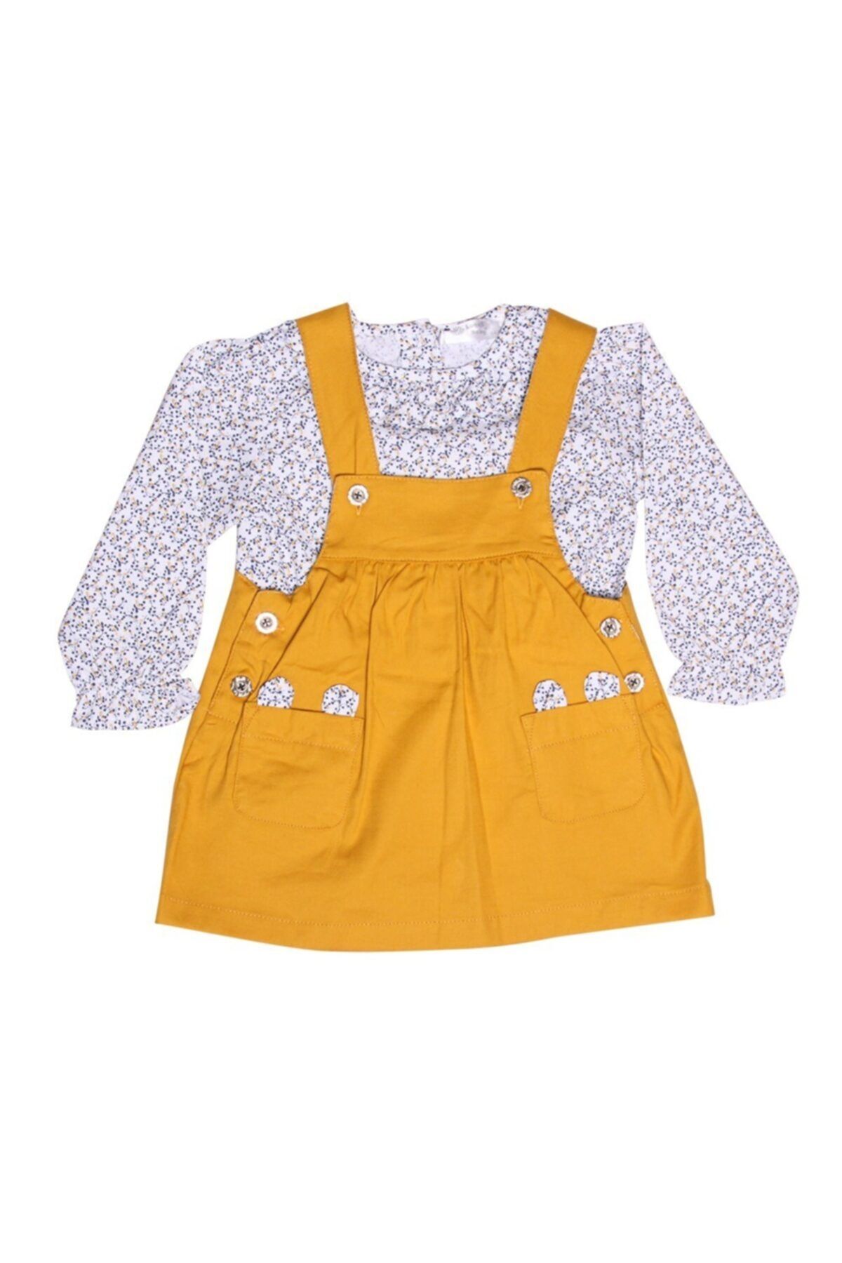 Luggi Baby Kız Çiçekli Gömlek & Hardal Elbise Takım Lg-4871-hdl