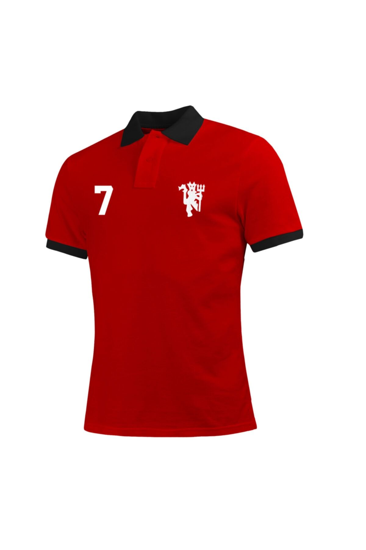 OFFSIDESIGN Erkek Kırmızı Manchester United Polo Yaka T-shirt