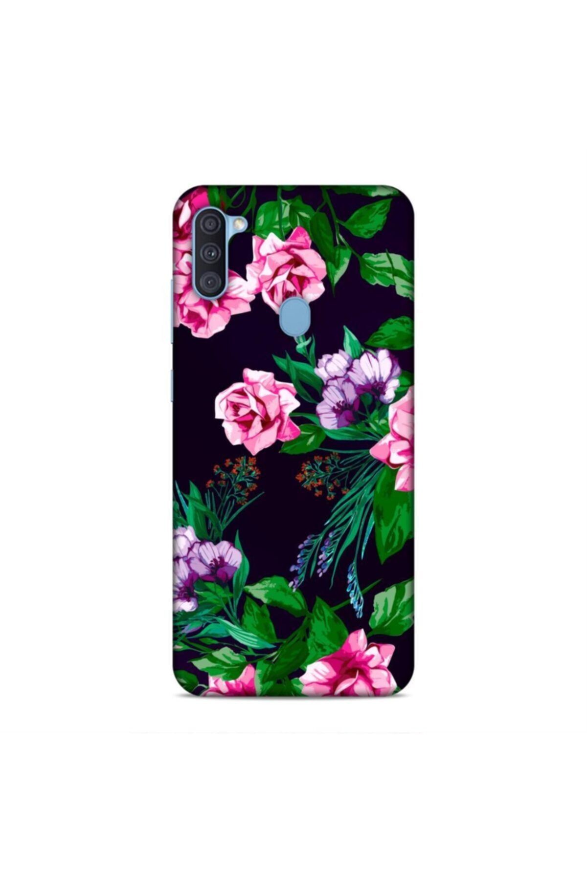 Pickcase Samsung Galaxy A11 Kılıf Desenli Arka Kapak Pembe Çiçekler