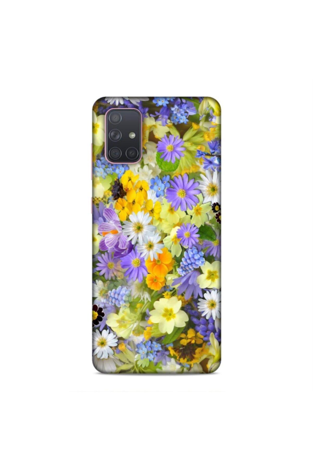 Pickcase Samsung Galaxy A71 Kılıf Desenli Arka Kapak Mor Ve Sarı Papatyalar