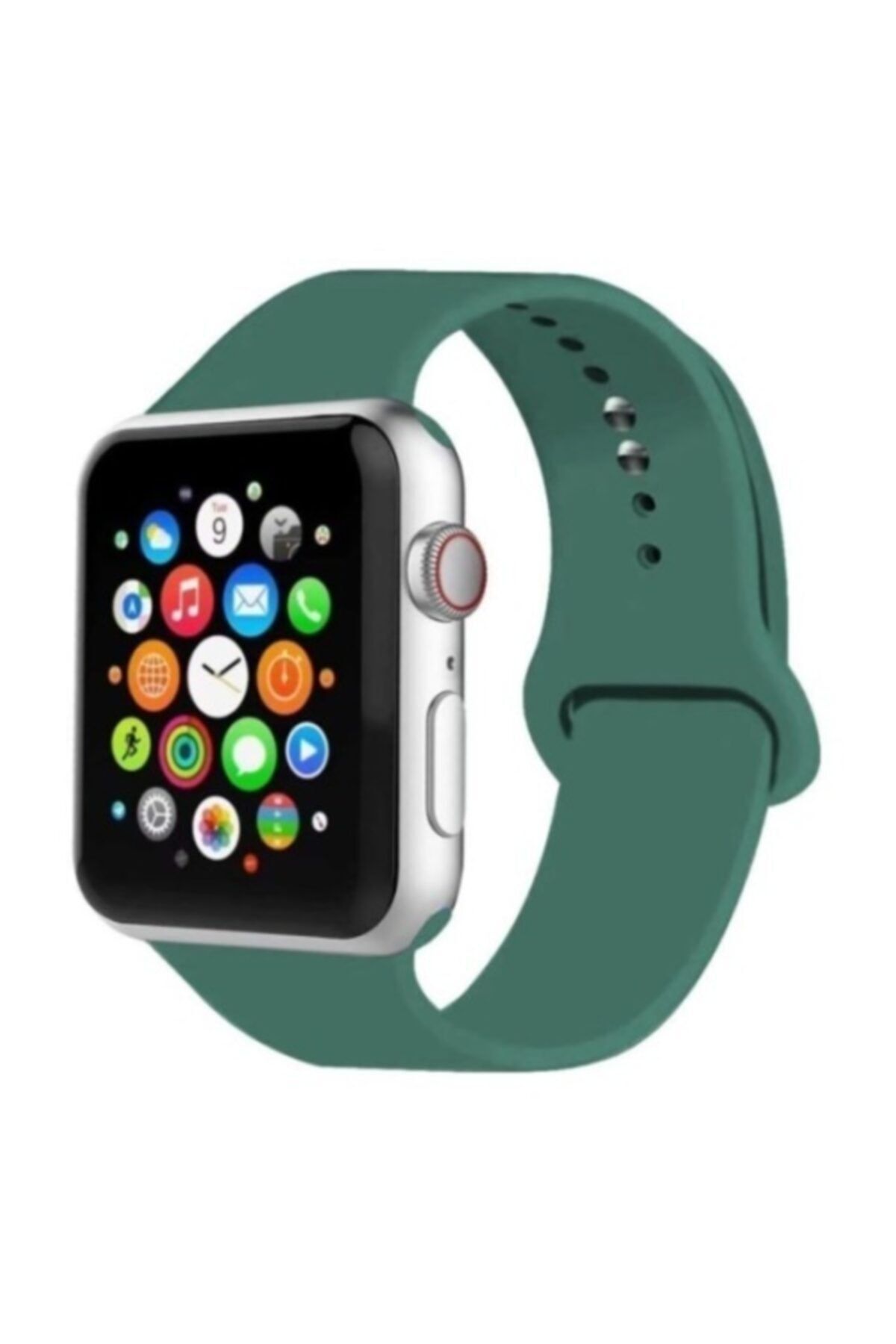 Genel Markalar Apple Watch Kordon 2 3 4 5 6 Seri 42 Mm Ve 44 Mm Koyu Yeşil Silikon Kordon