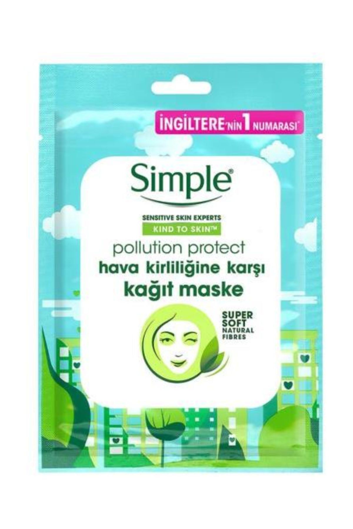 Simple Kind To Skin Hassas Ciltlere Uygun Hava Kirliliğine Karşı Vitamin İçeren Kağıt Maske 21ML