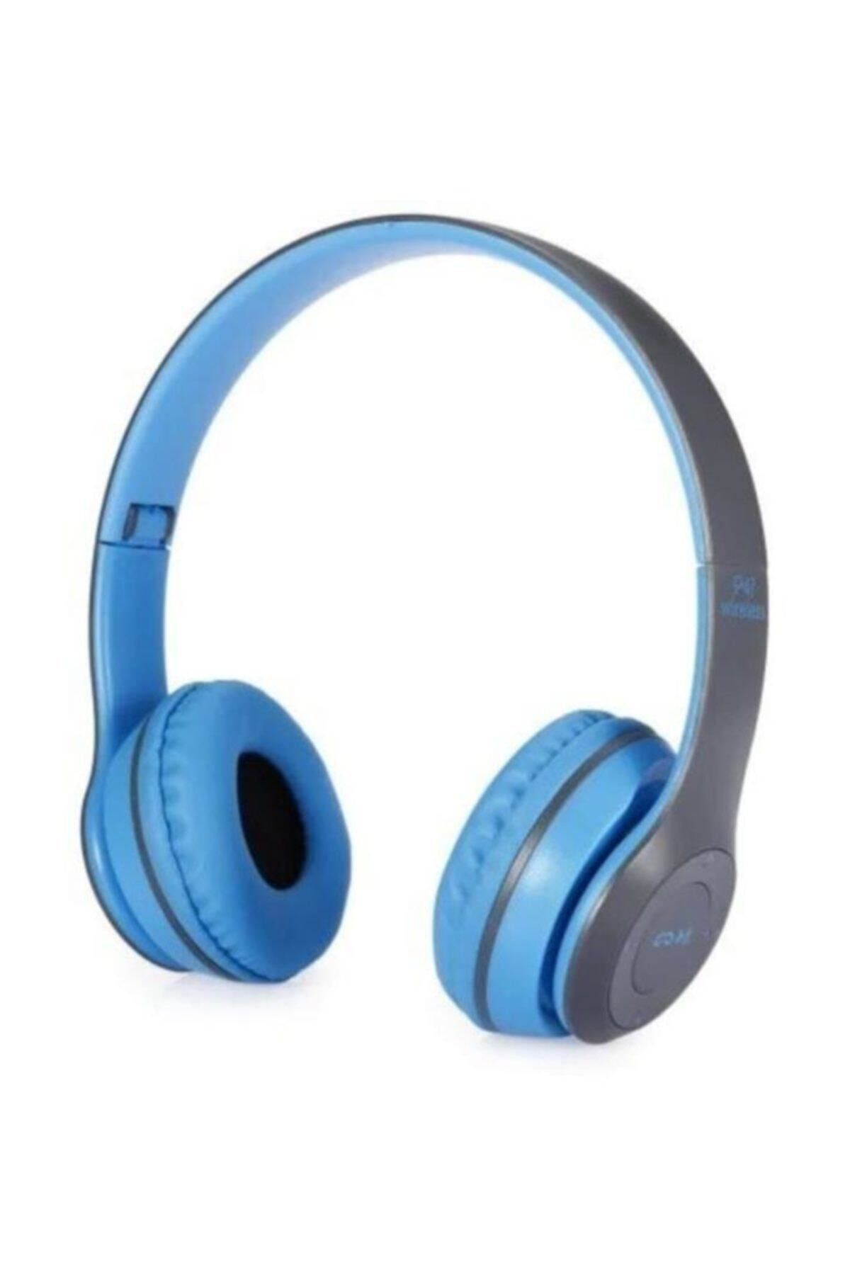 Polygold Katlanabilir Bluetooth Kablosuz Oyuncu Kulaklığı P47 Mavi Aa76
