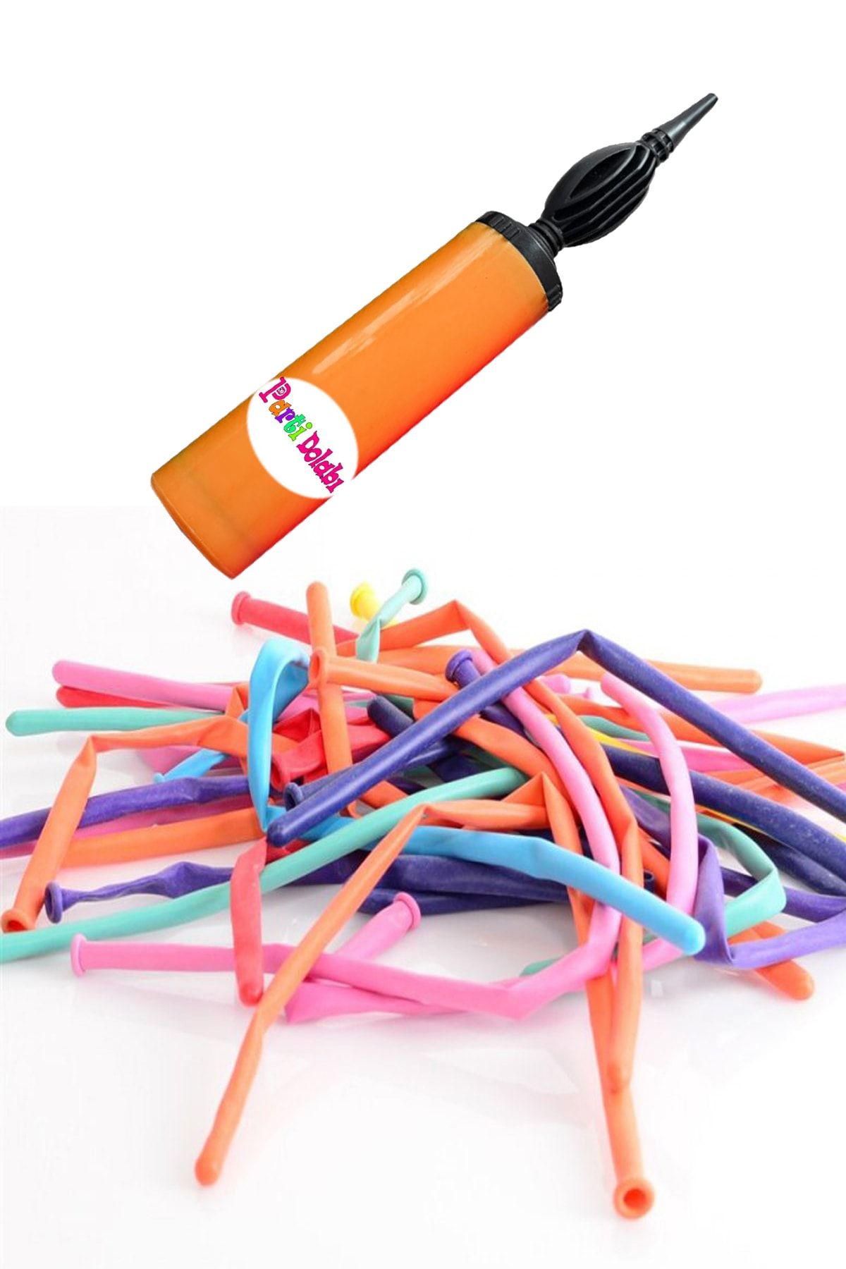 Parti Dolabı 20 adet Karışık Renk Sosis Balon + 1 Adet Sosis Balon Pompası