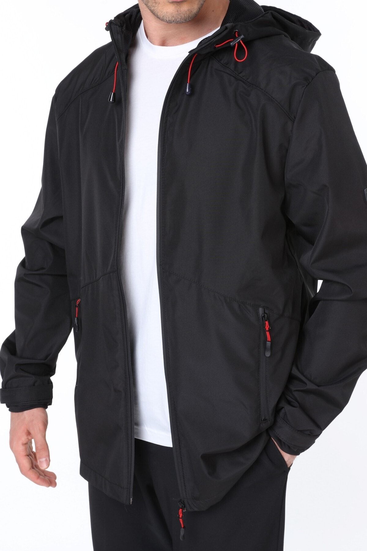 Ghassy Co Erkek Rüzgarlık/yağmurluk Outdoor Omuz Detay Mevsimlik Siyah Spor Ceket