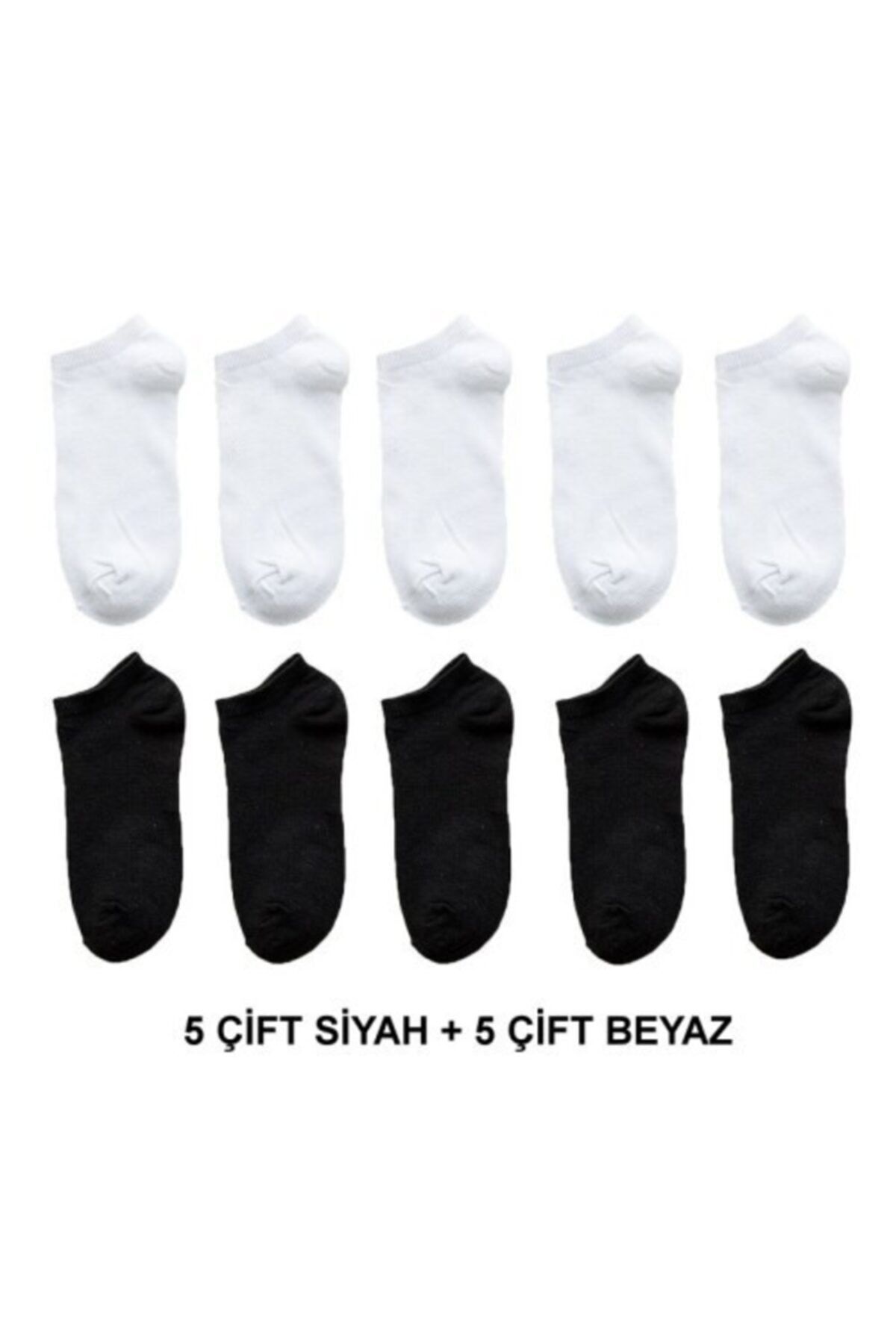 çorapmanya Kadın Siyah Beyaz Patik Çorap 10 Çift