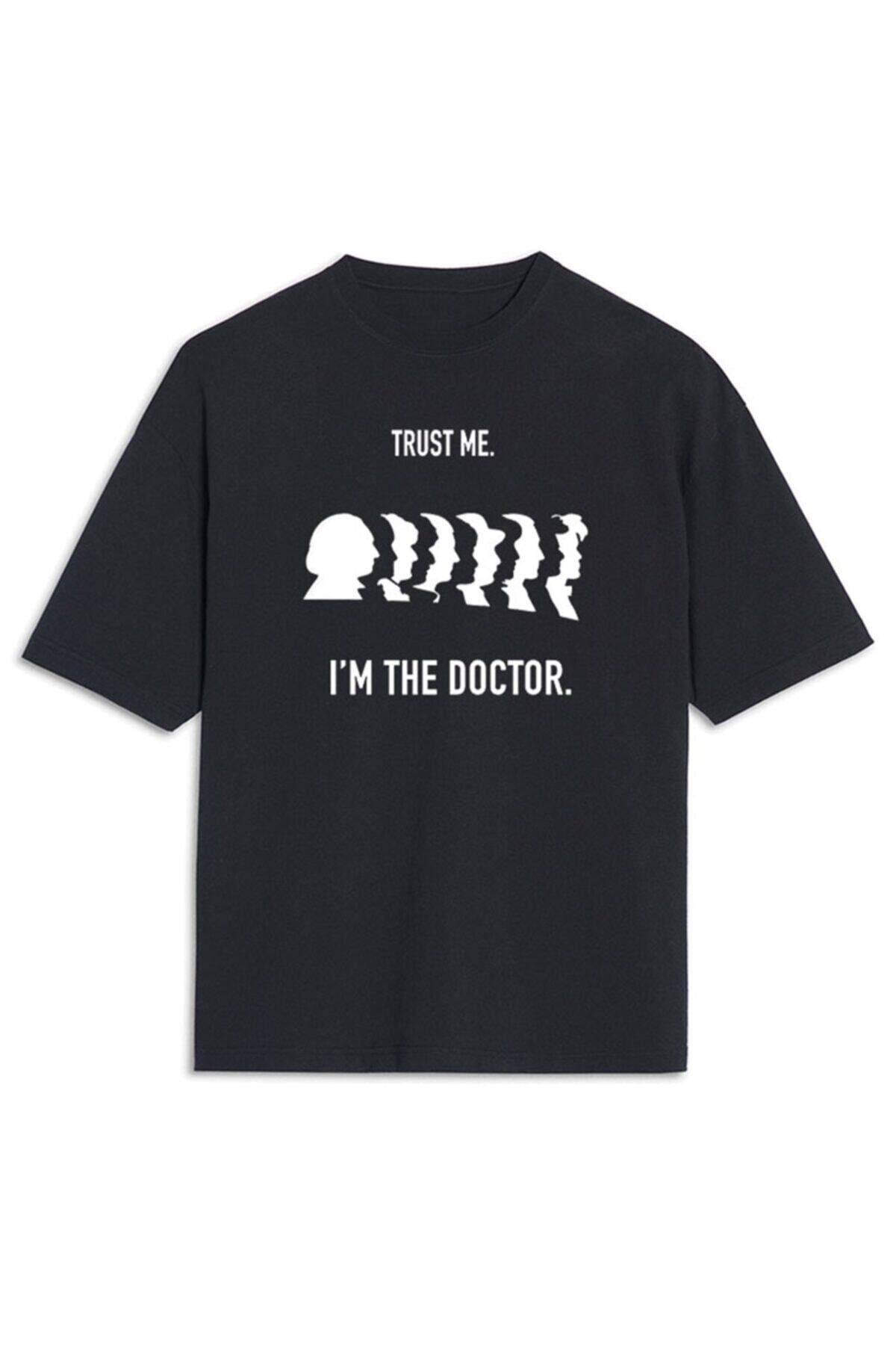 HobyUsa Unisex Siyah Doctor Who Oversize T-Shirt Oss8065