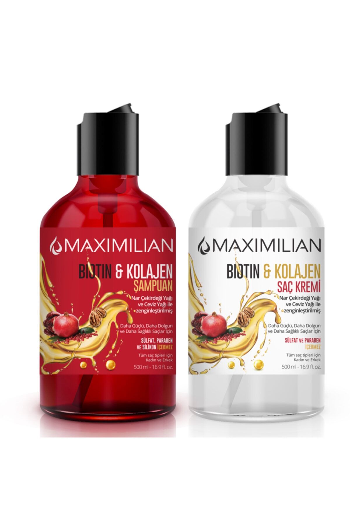 Maximilian Glutensiz Tuzsuz Biotin Kolajen Şampuan Dolgunlaştırıcı Dökülme Karşıtı Saç Uzatma Yıpranmış Saçlara