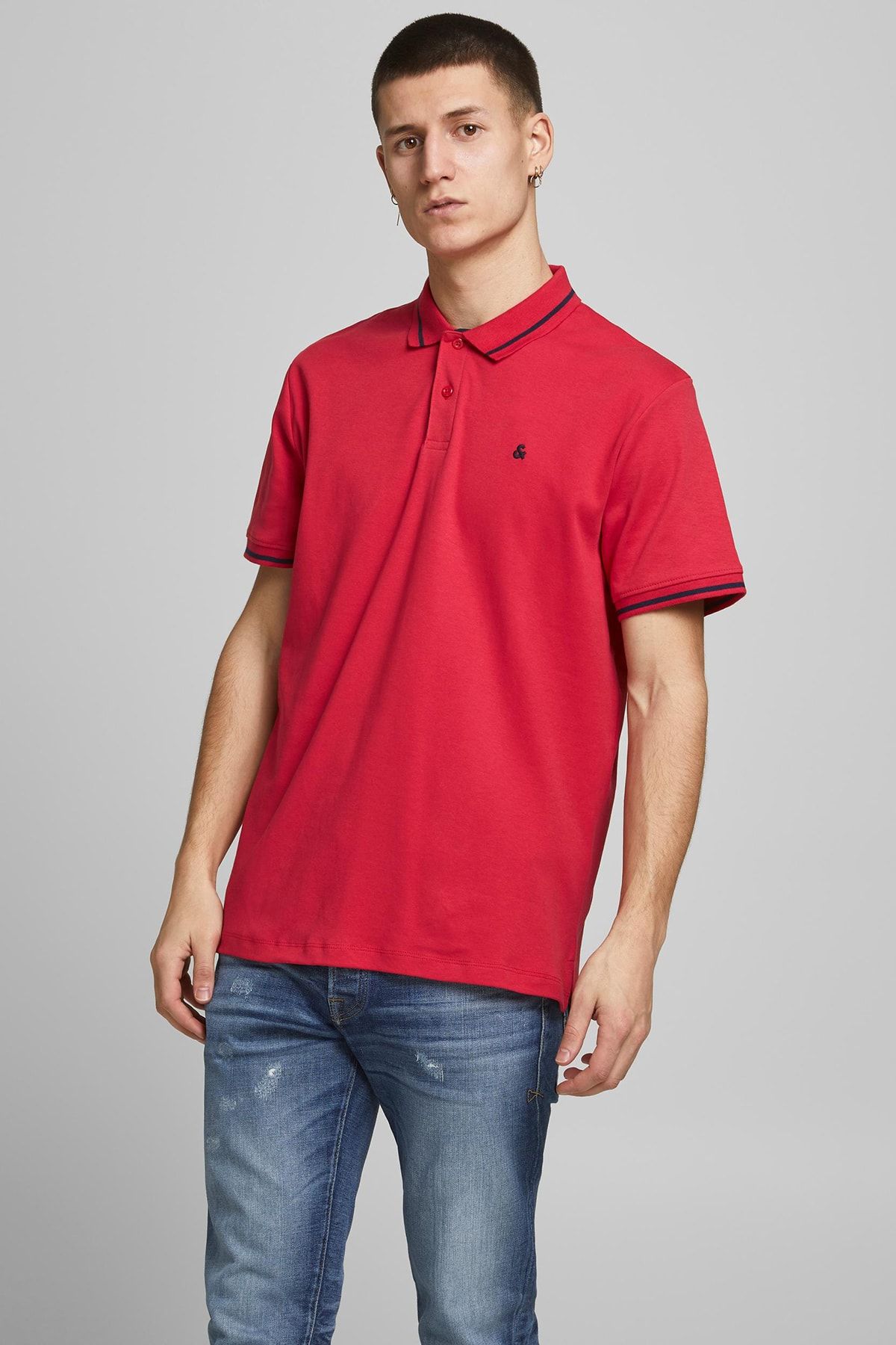 Jack & Jones Erkek Kırmızı  Essentials Jjejersey T Shirt 12180891