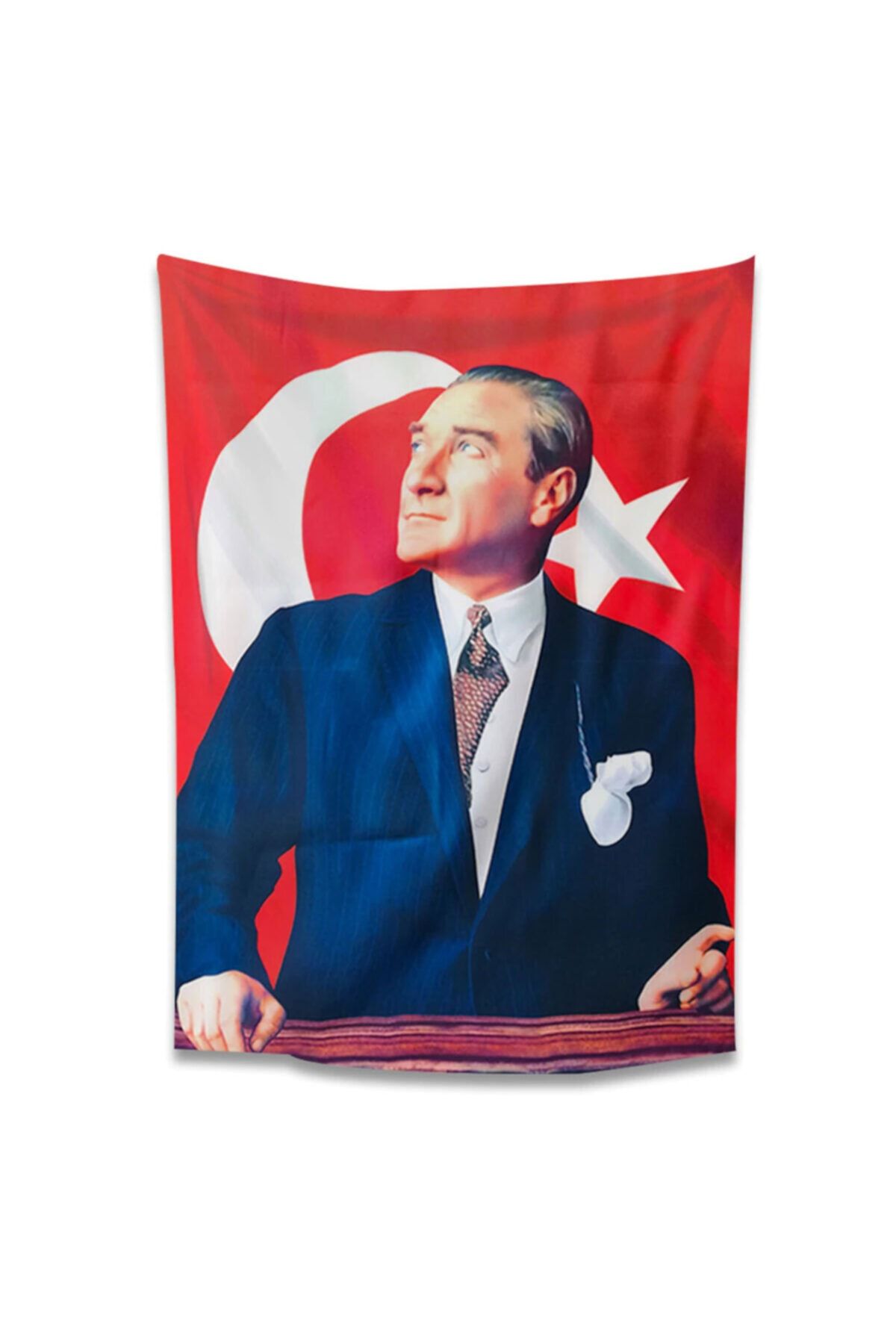 Vagonik Renkli Atatürk Posteri Saten Kumaş 50x75 cm