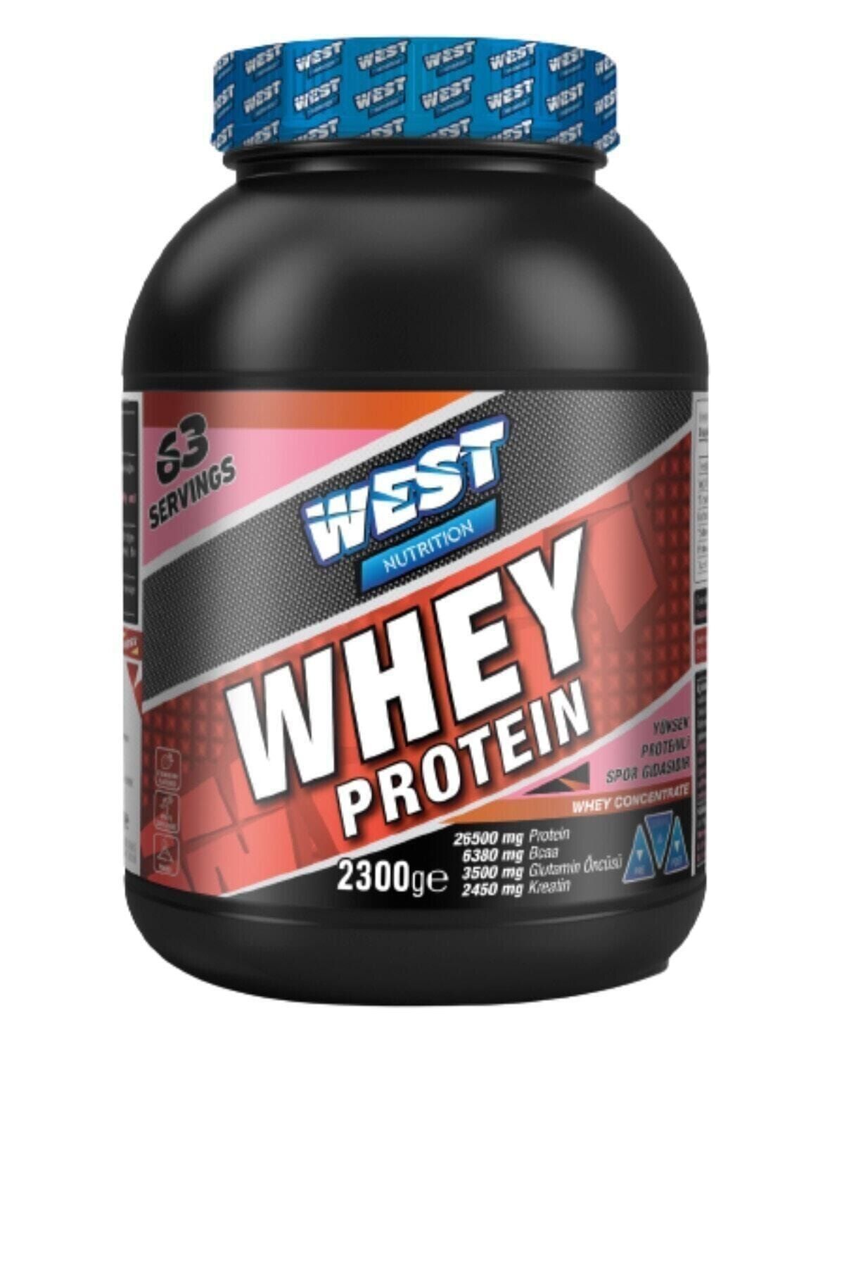 West Nutrition Whey Protein Tozu 2300 Gr 63 Servis Çilek Aromalı