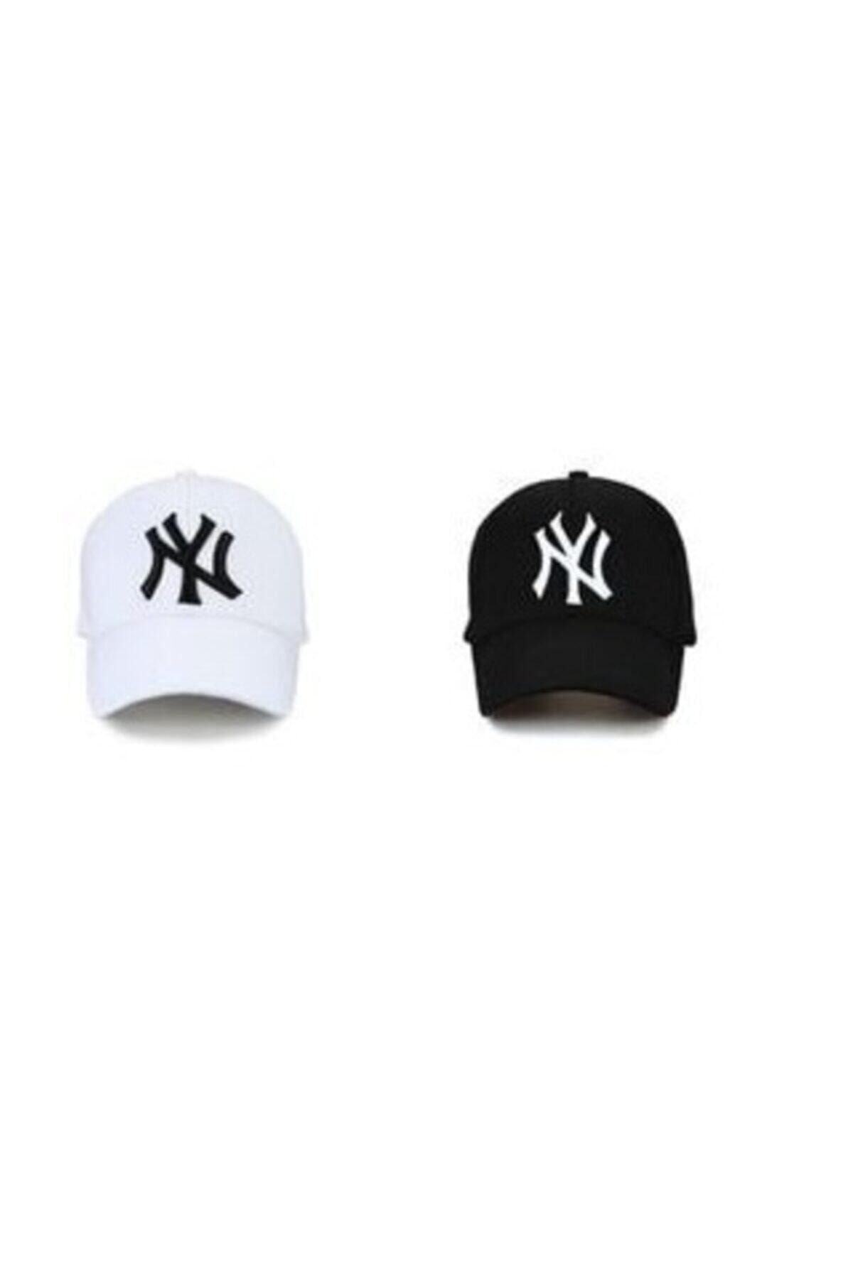 Gambocci Ny New York 2'li Unisex Set Şapka Siyah Beyaz Yeni
