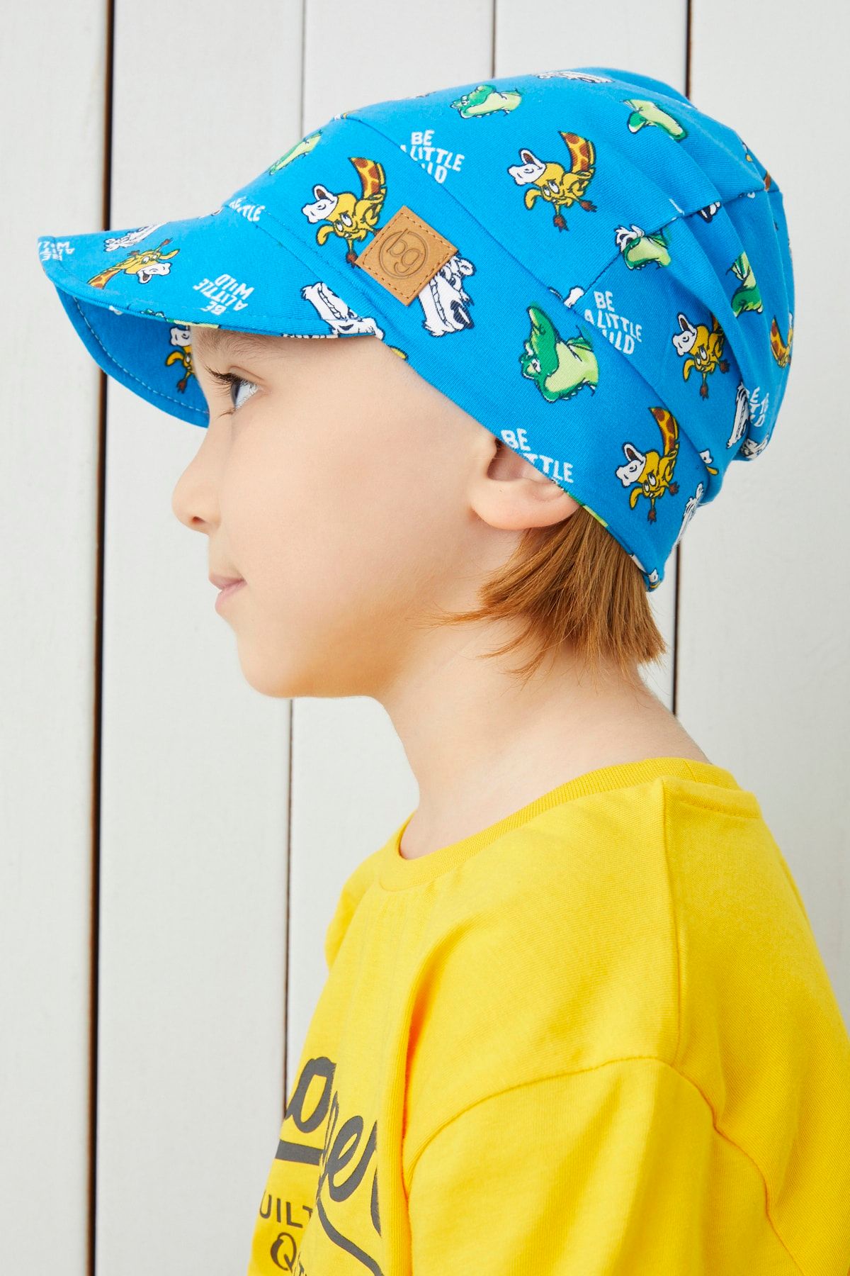 Babygiz %100 Pamuklu El Yapımı Ekstra Yumuşak Erkek Bebek Çocuk Vizyerli Mavi 4 Mevsim Şapka