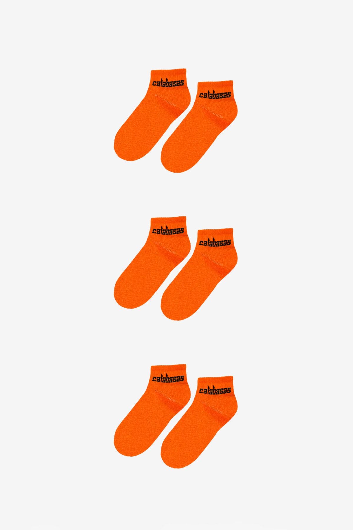 BOSHETTI Unisex Yıkamalı Premium Sloganlı Turuncu 3'lü Paket Bilekte Örme Çorap