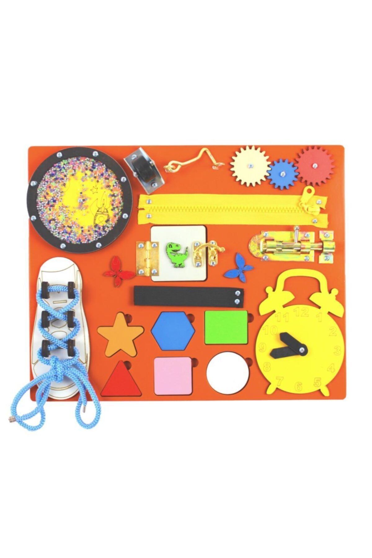 Joy and Toys Aktivite Eğitim Tahtası(turuncu),montesori,busy Board,ahşap Oyuncak
