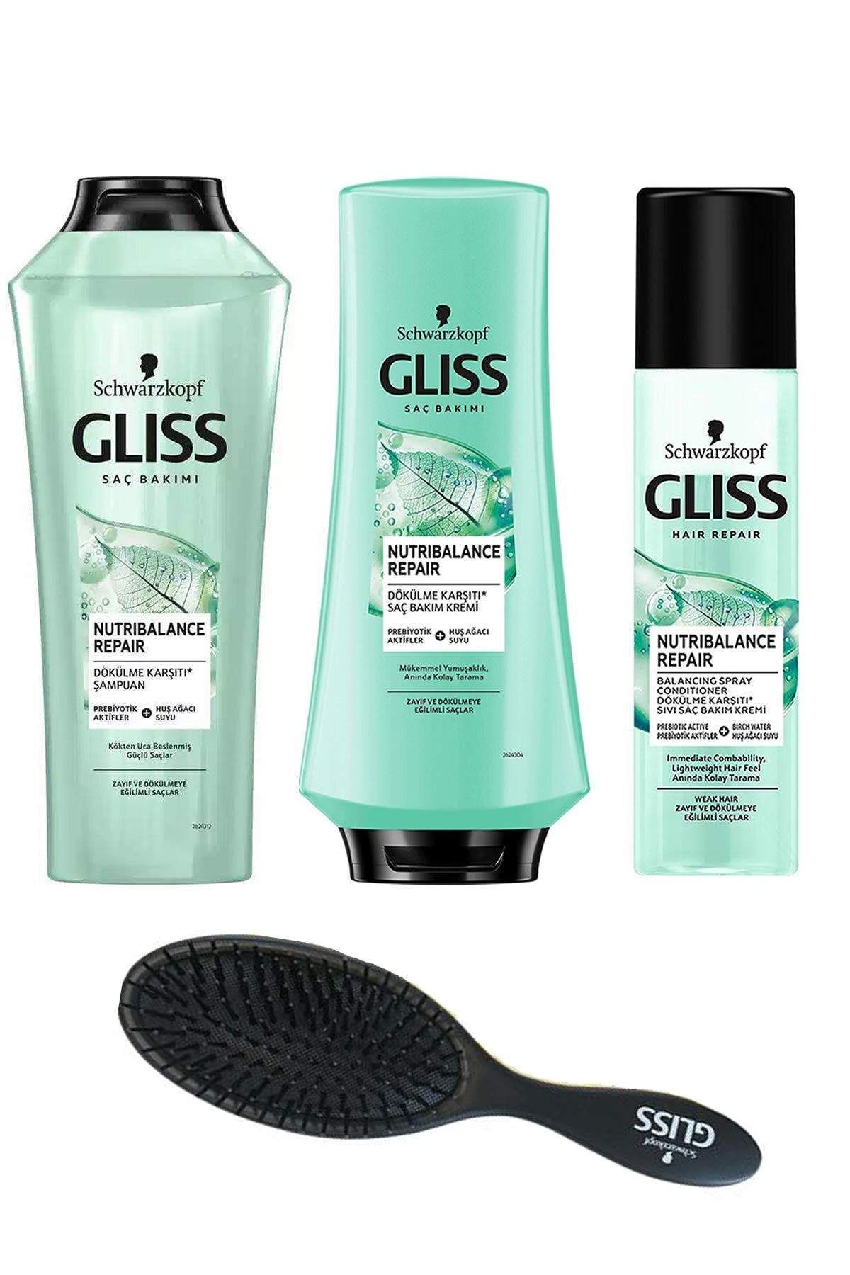 Gliss Nutribalance Dökülme Karşıtı Sıvı Saç Kremi 200 Ml+krem 360 Ml+şampuan 500 Ml+ Tarak