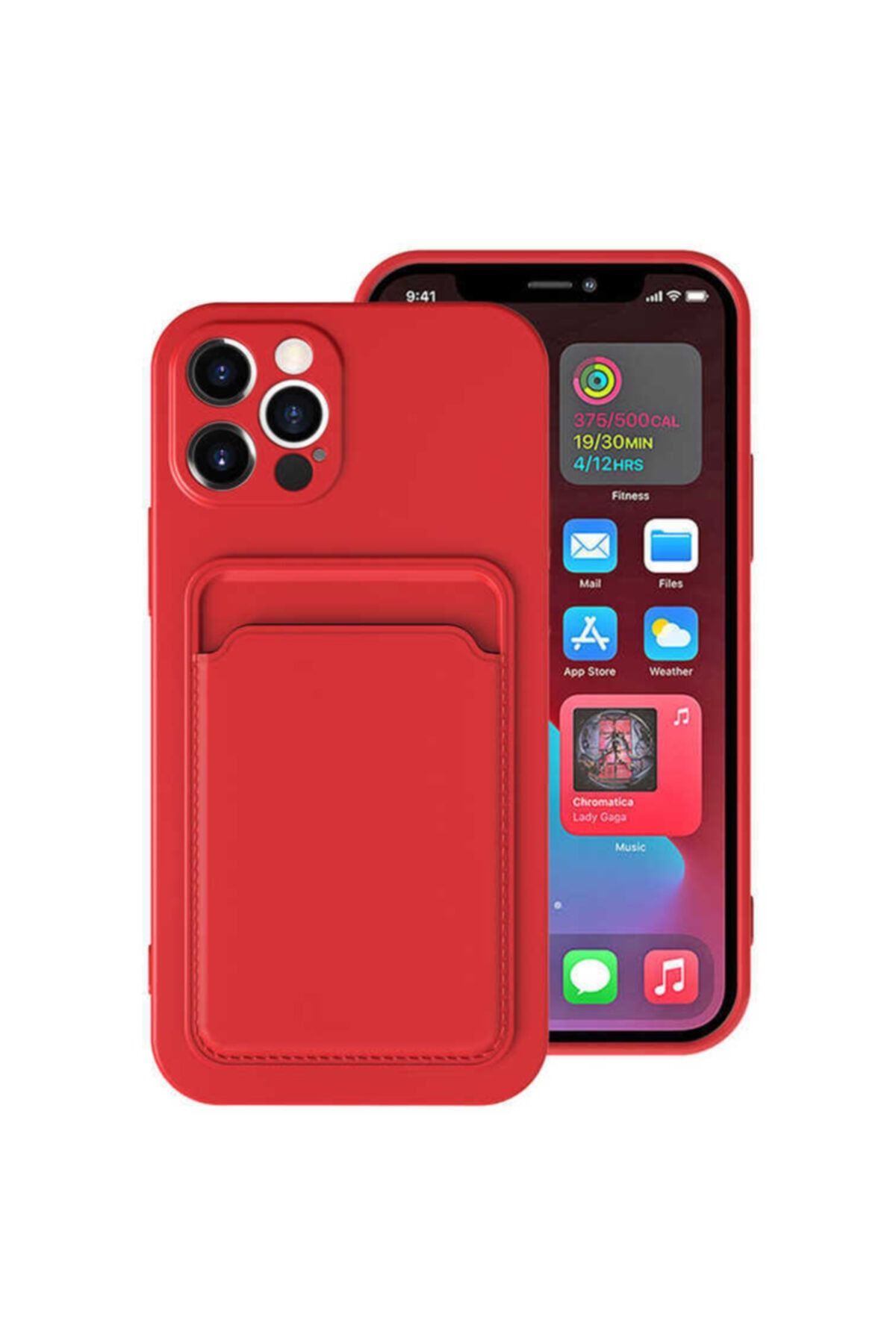 Fibaks Apple Iphone 12 Pro Max Kılıf Lansman Dokulu Kamera Korumalı Kartlıklı Kart Bölmeli Yumuşak Silikon