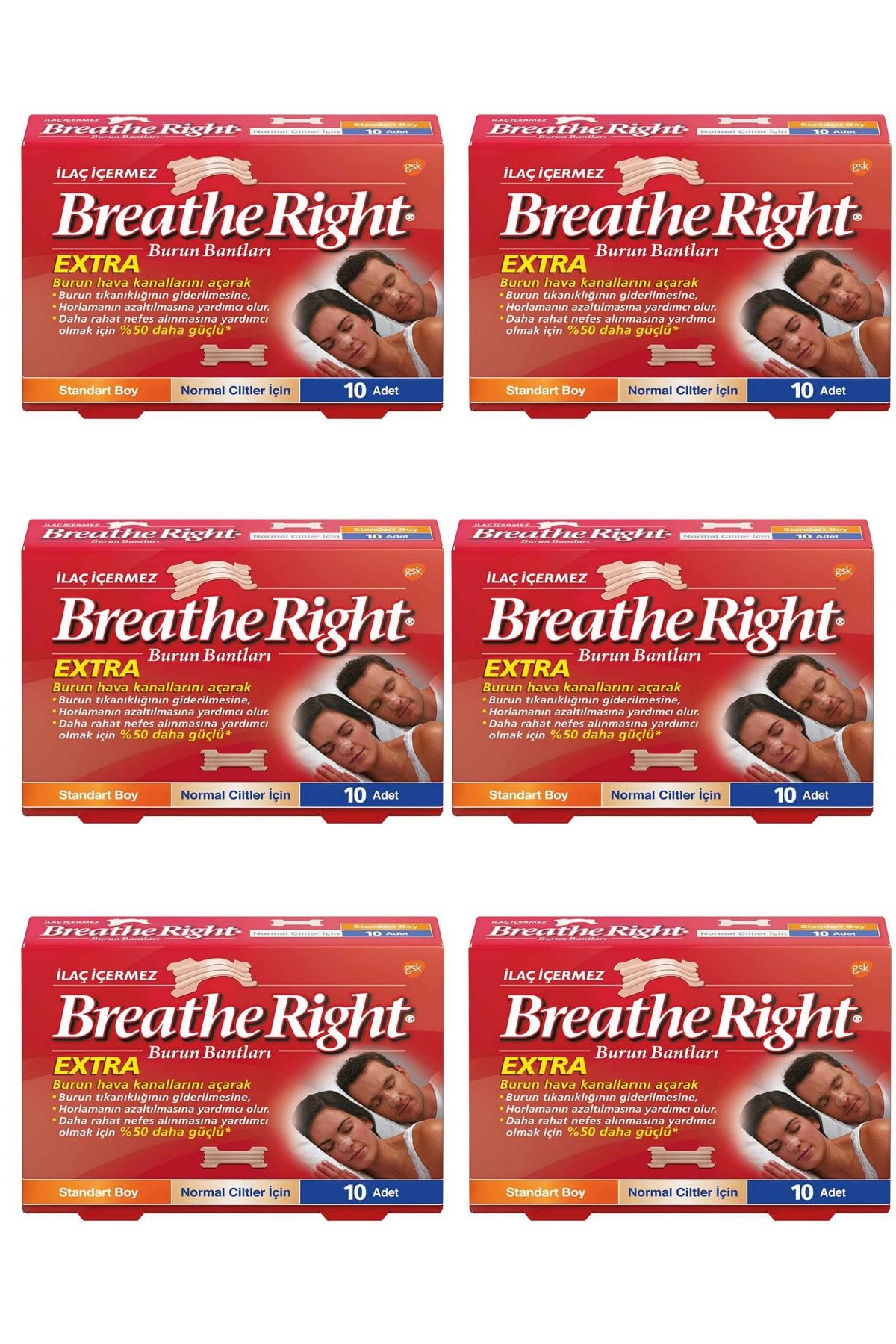 Breathe Right Breathe Right Ekstra Burun Bandı Normal Boy 10 Adet 6'lı Paket