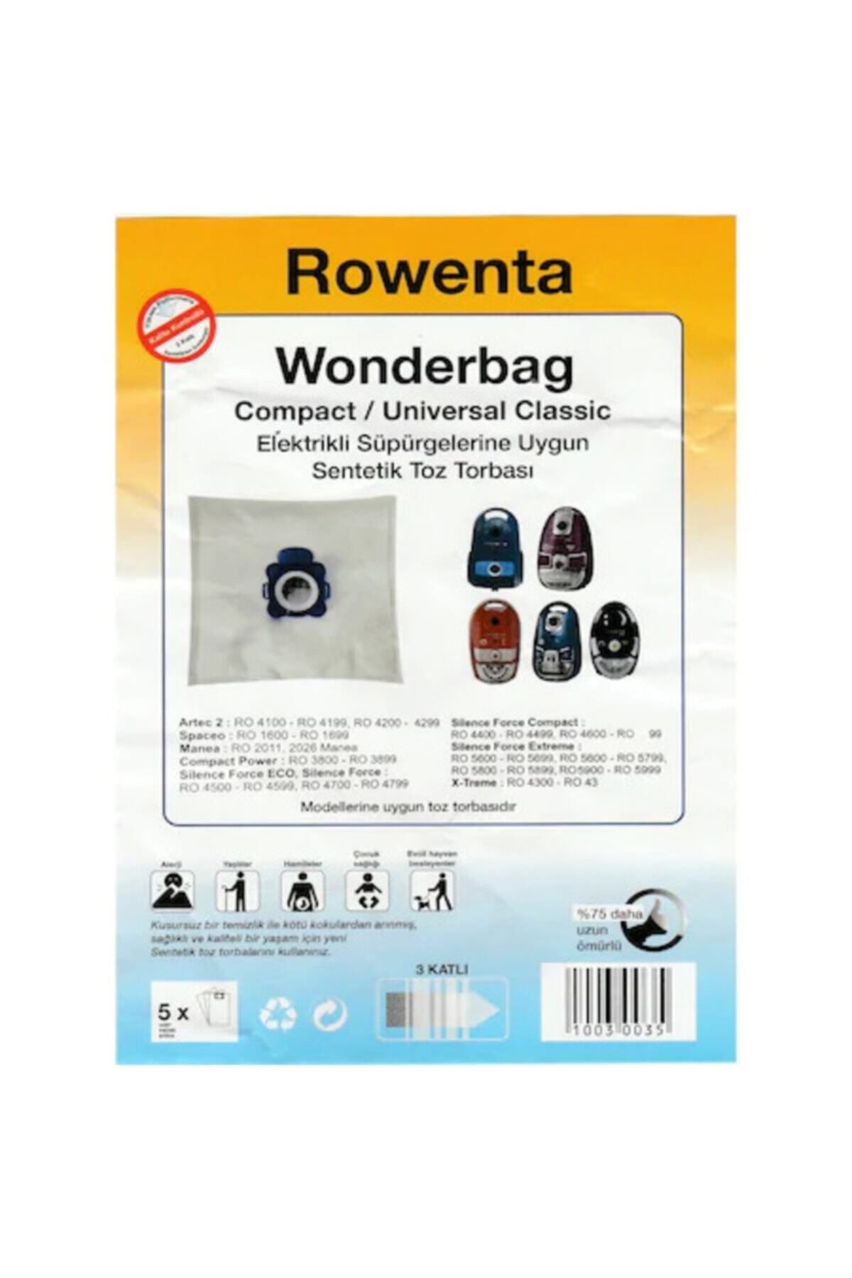 Rowenta Wonderbag Süpürge Sentetik Bez Toz Torba 10'lu Paket