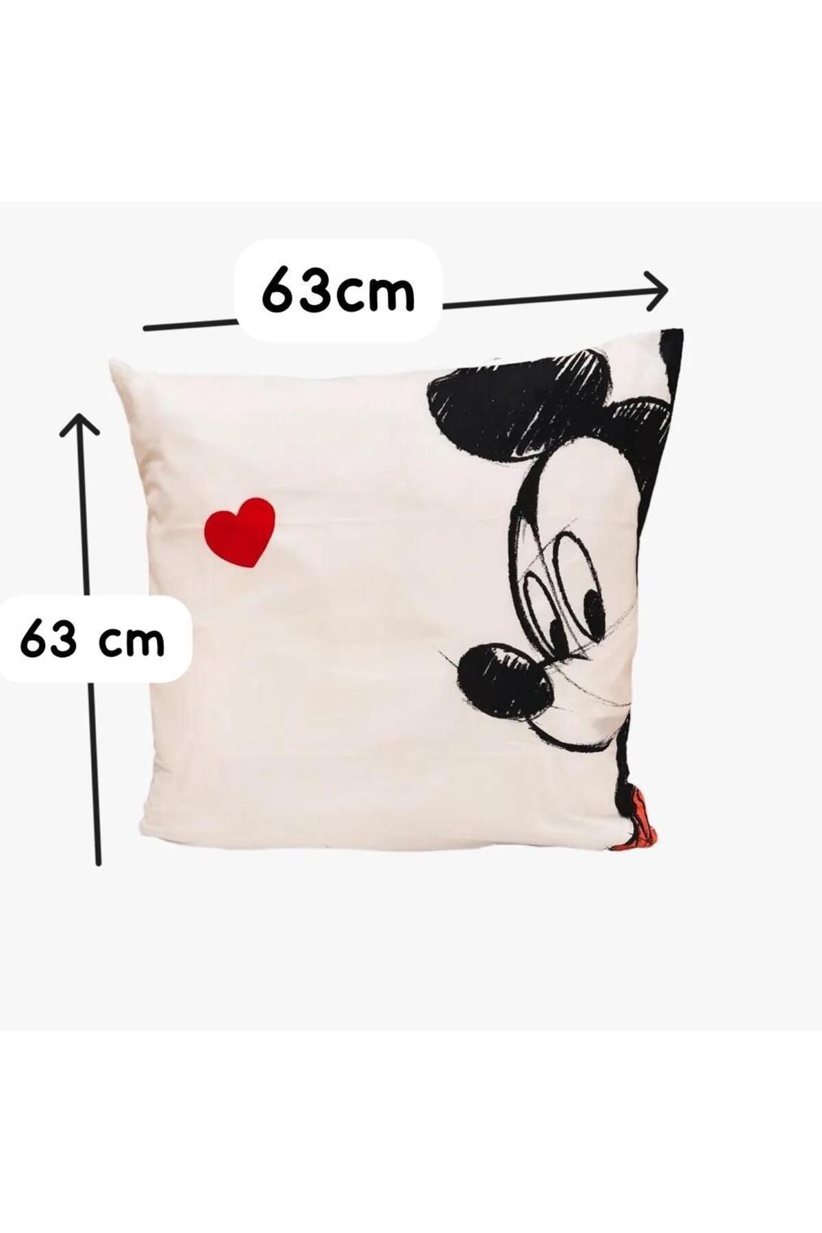 Taç Disney Mickey Minnie Mouse Çift Taraflı Baskılı %100 Pamuk Dekoratif Yastık Kılıfı 1 Adet